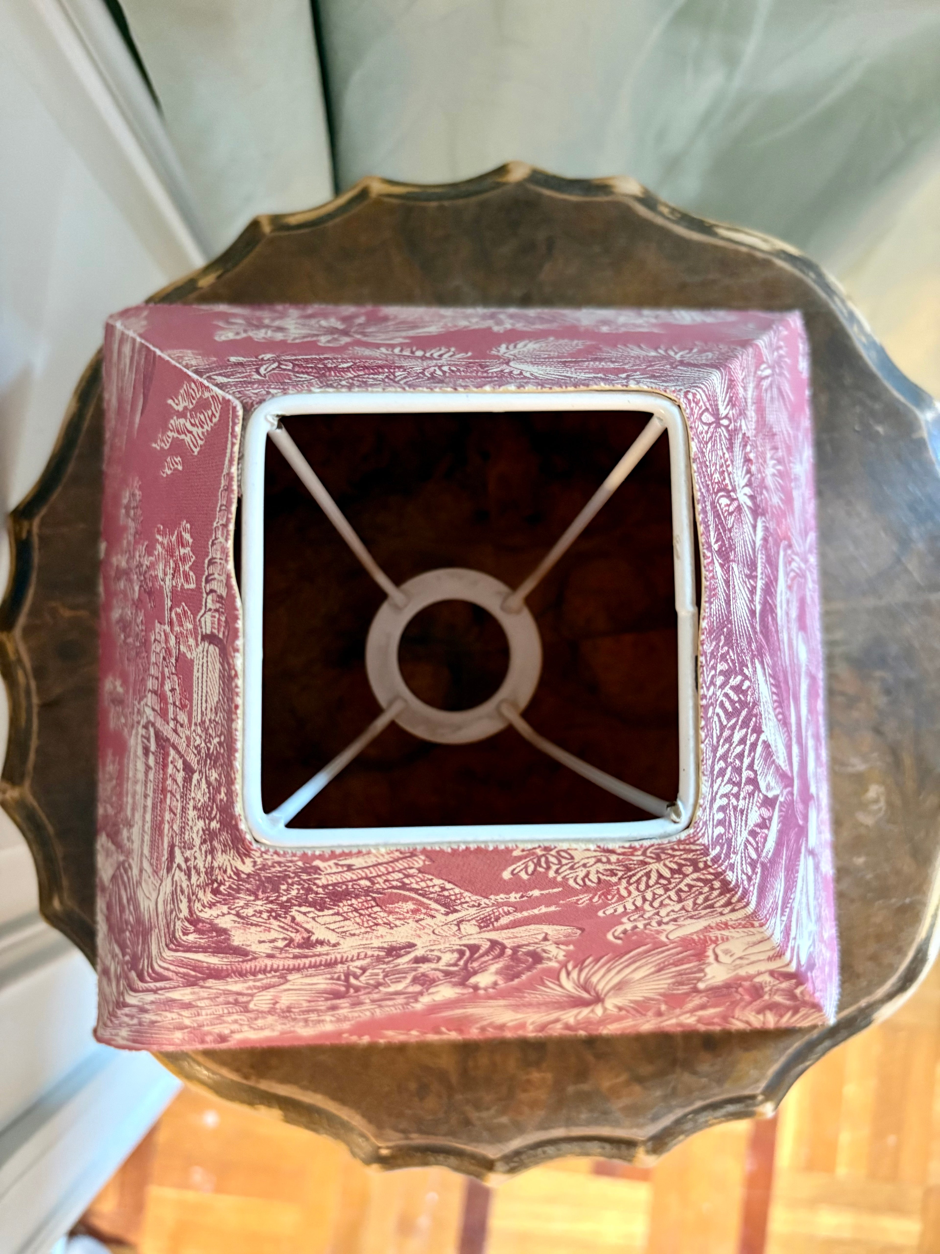 Abat-jour vintage toile de Jouy