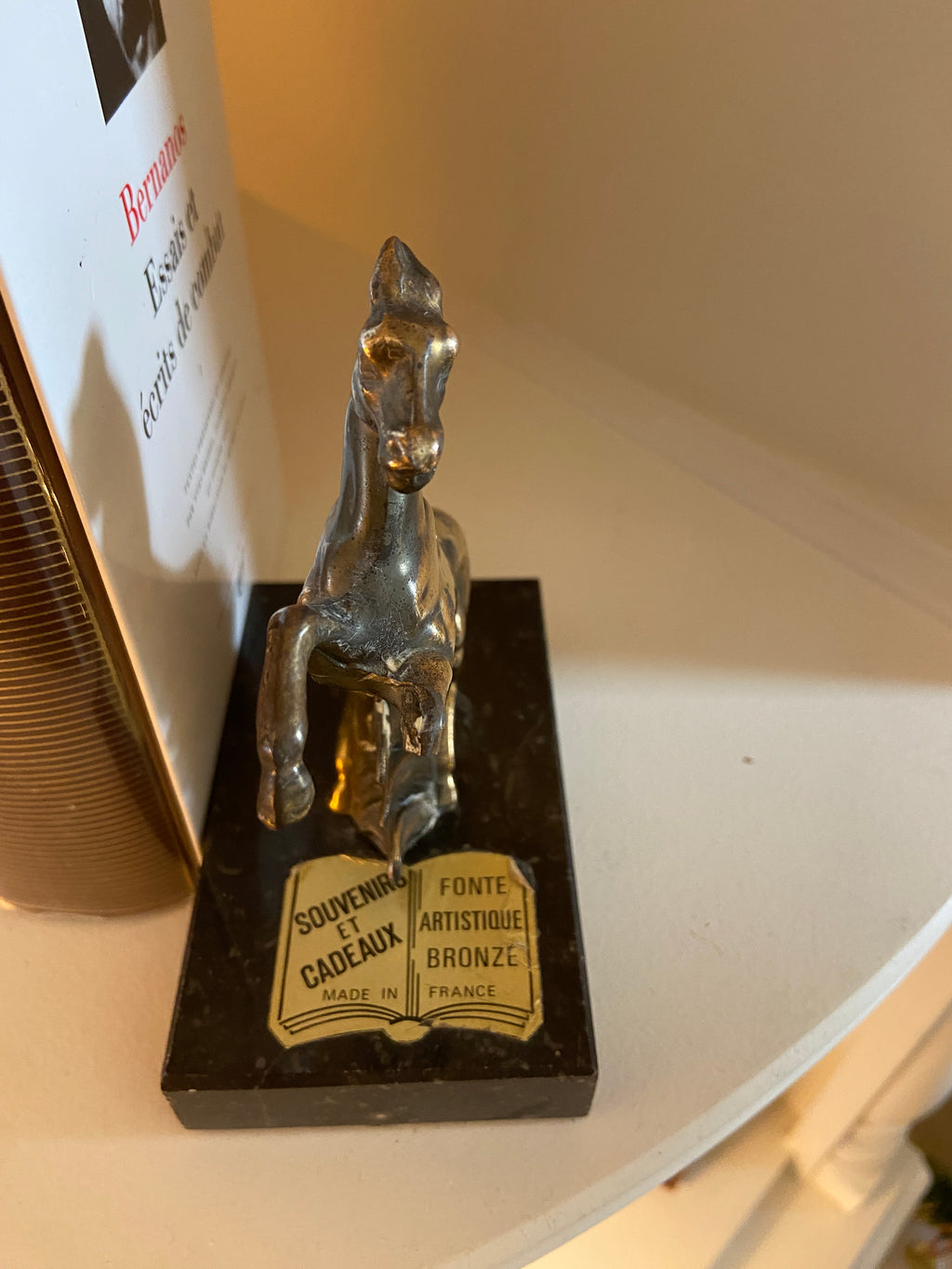 Duo de Cales-Livres en Marbre & Bronze – Cheval Cabré (12 cm)