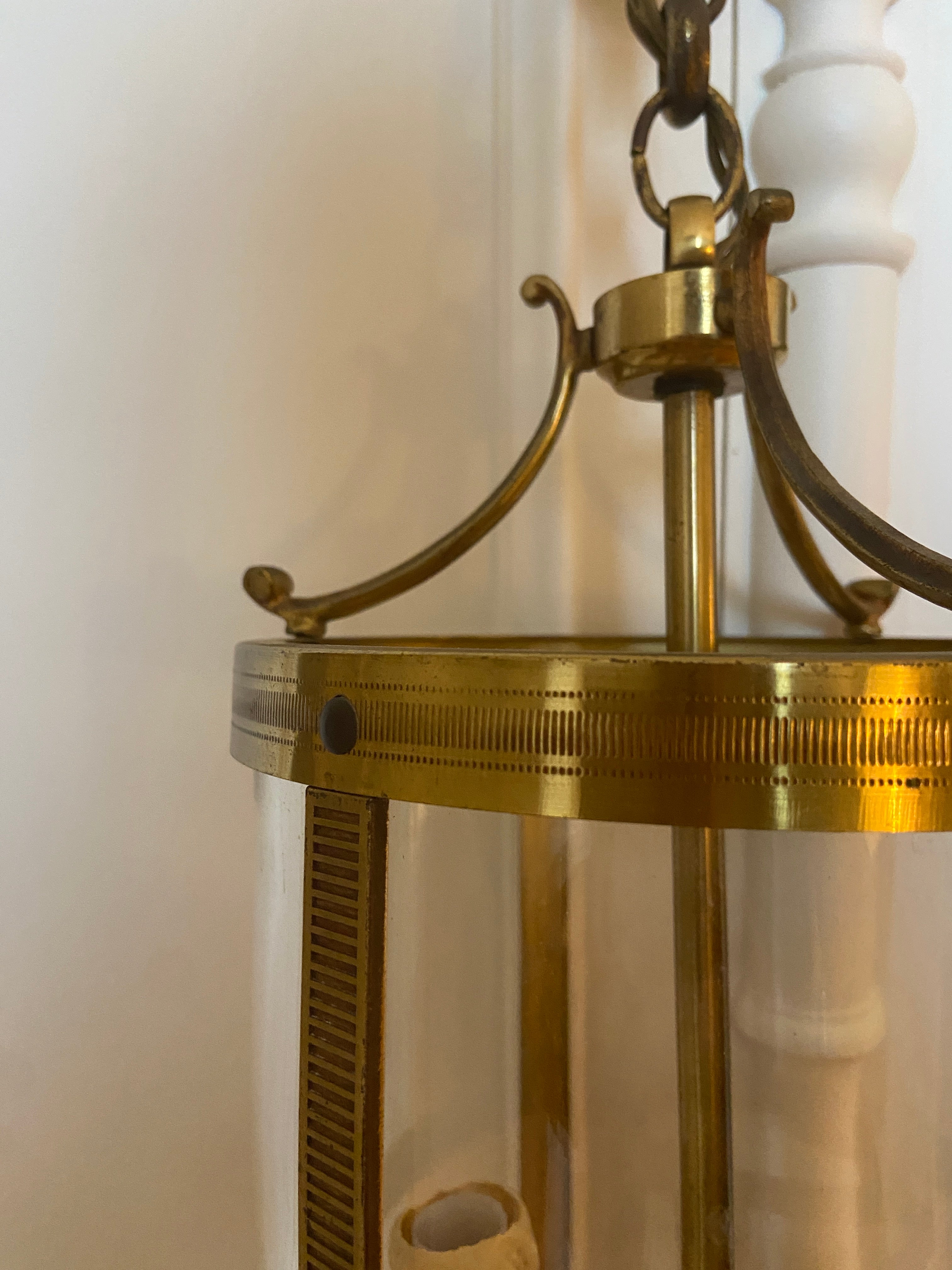 Suspension lanterne ancienne laiton massif