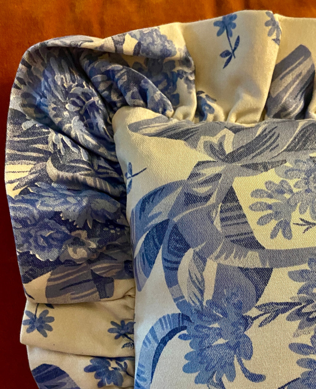 Housse de coussin vintage – 45 x 45 cm – motif floral bleu et blanc