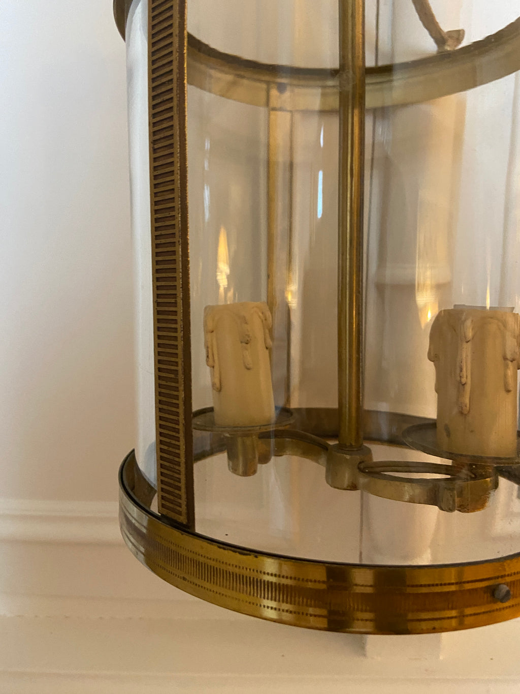 Suspension lanterne ancienne laiton massif