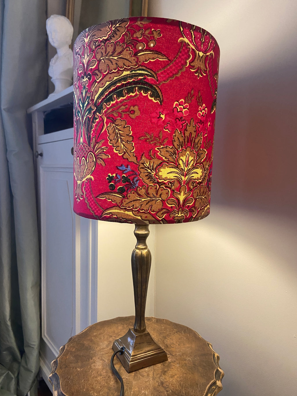 Lampe laiton abat-jour floral