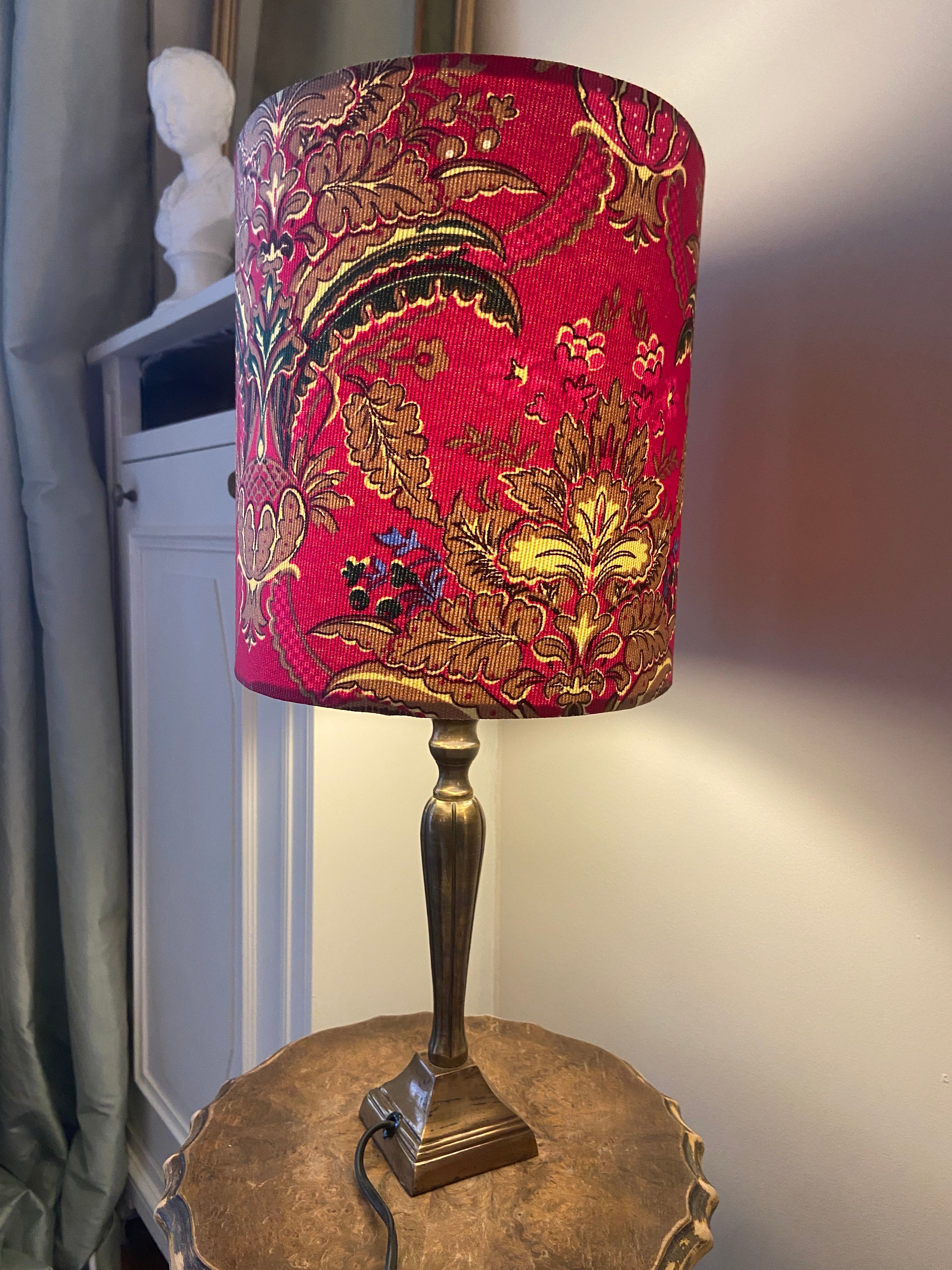 Lampe laiton abat-jour floral
