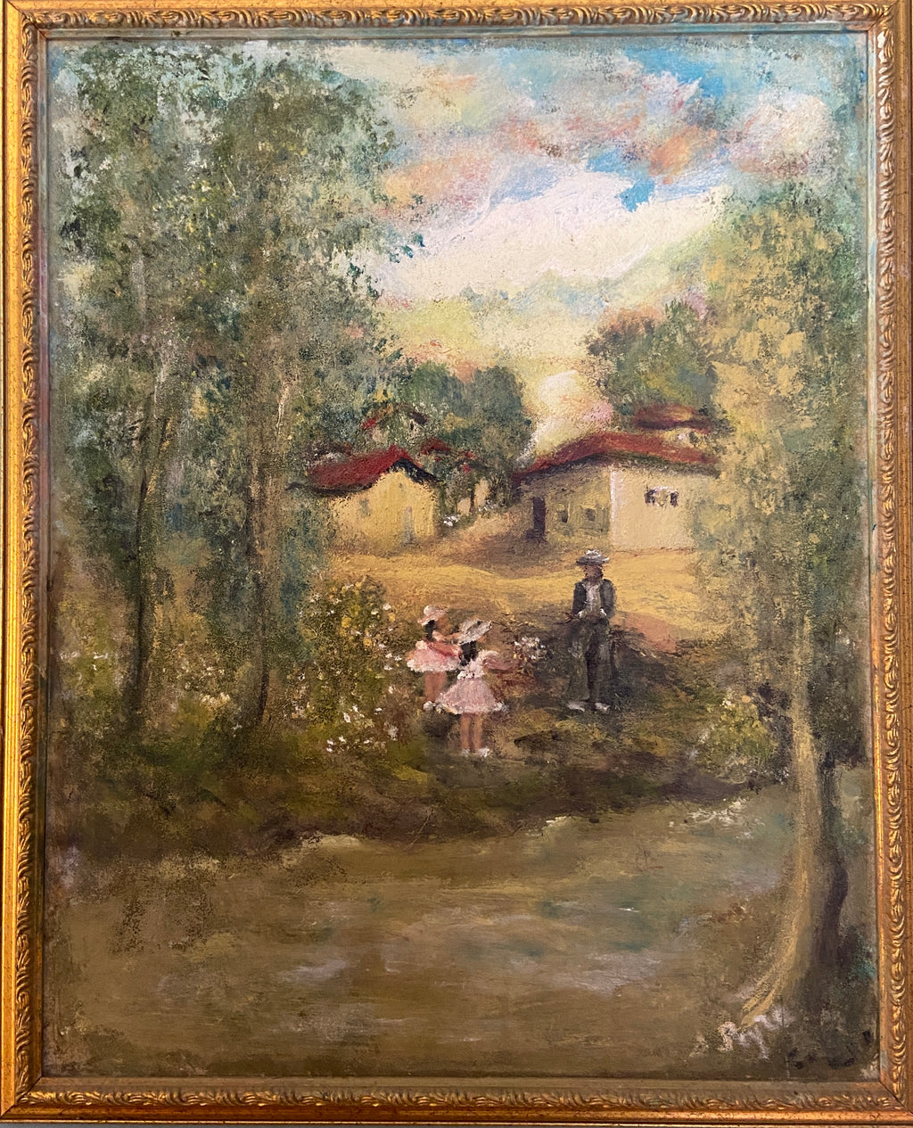 Huile sur bois cadre doré