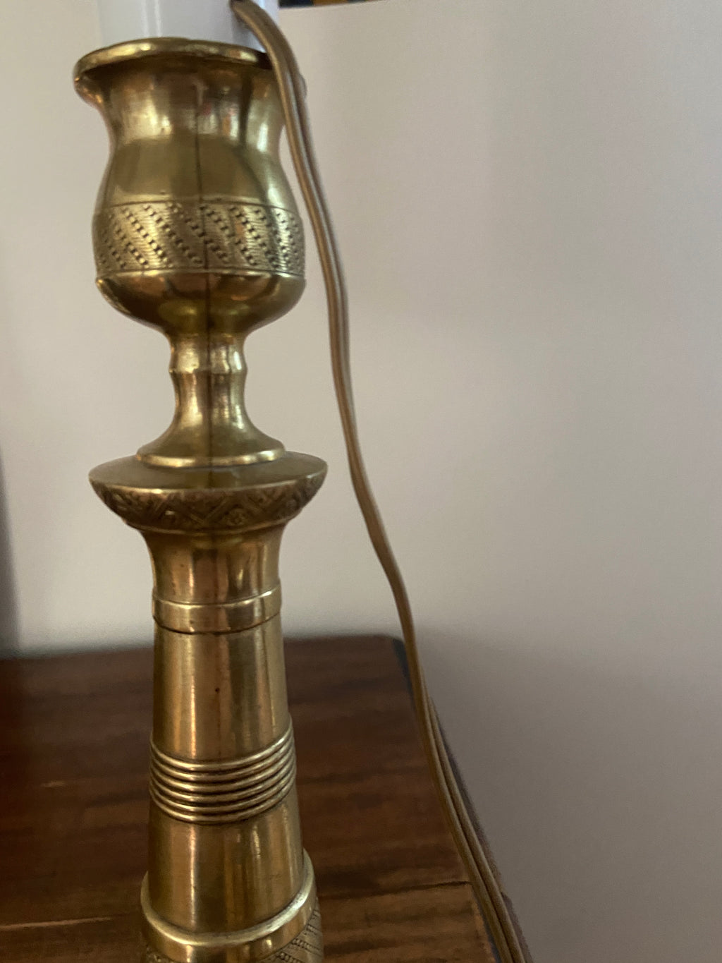 Lampe laiton et son Abat-jour fleuri