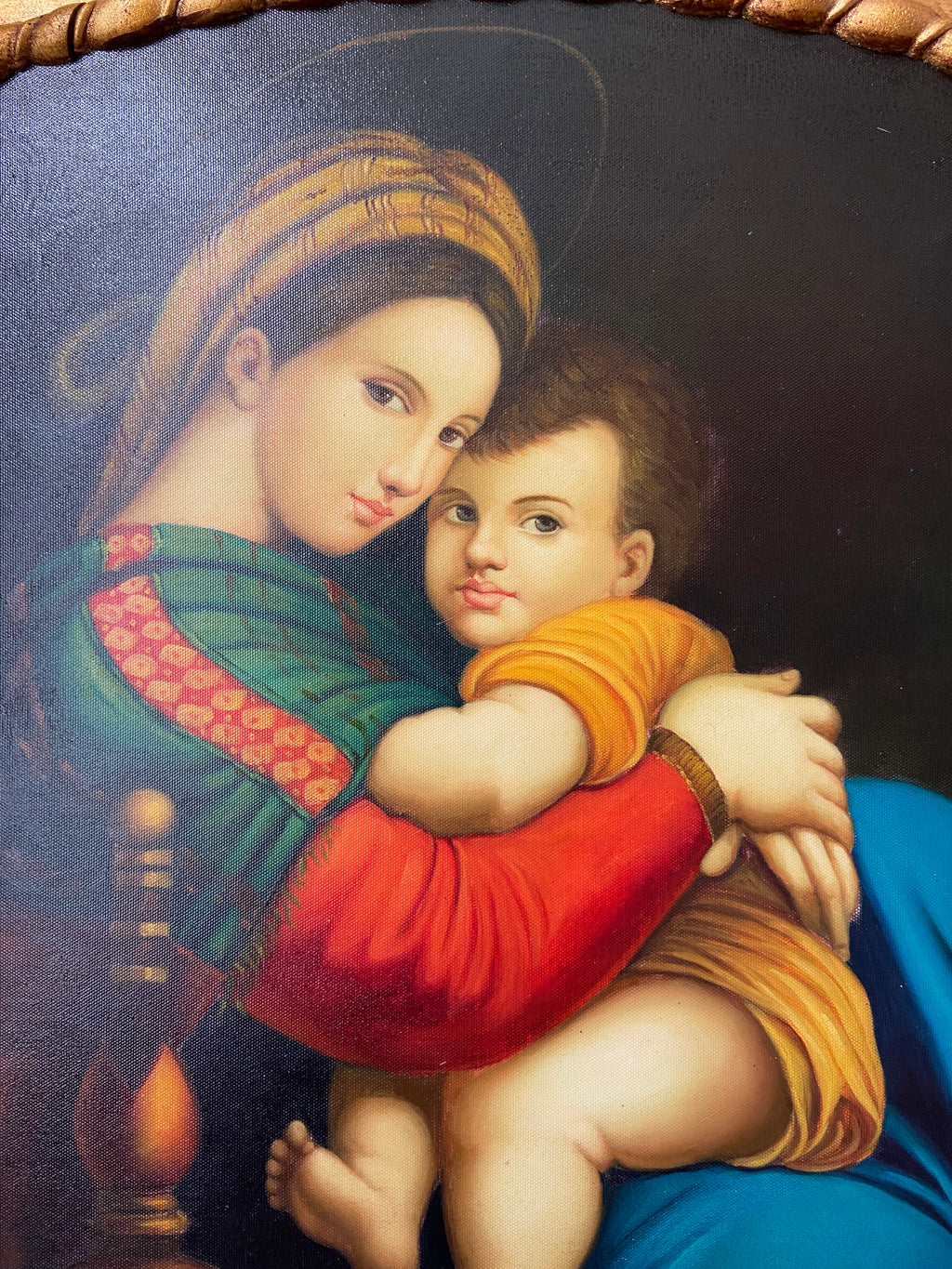Tableau Vierge à l'enfant, Tempera sur toile
