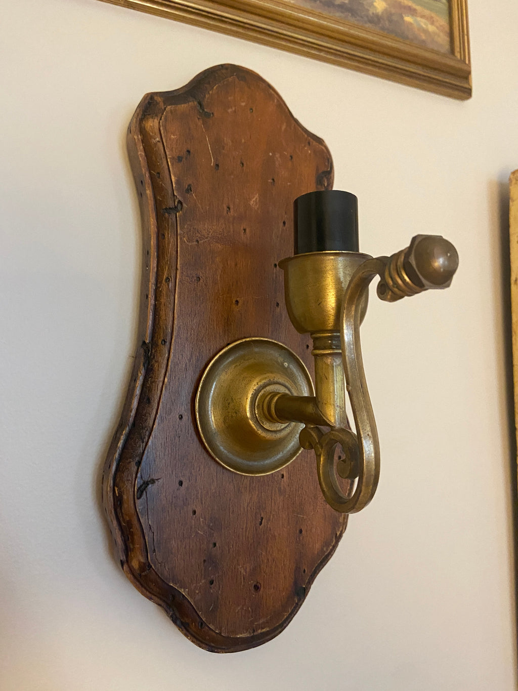 Applique murale laiton et bois