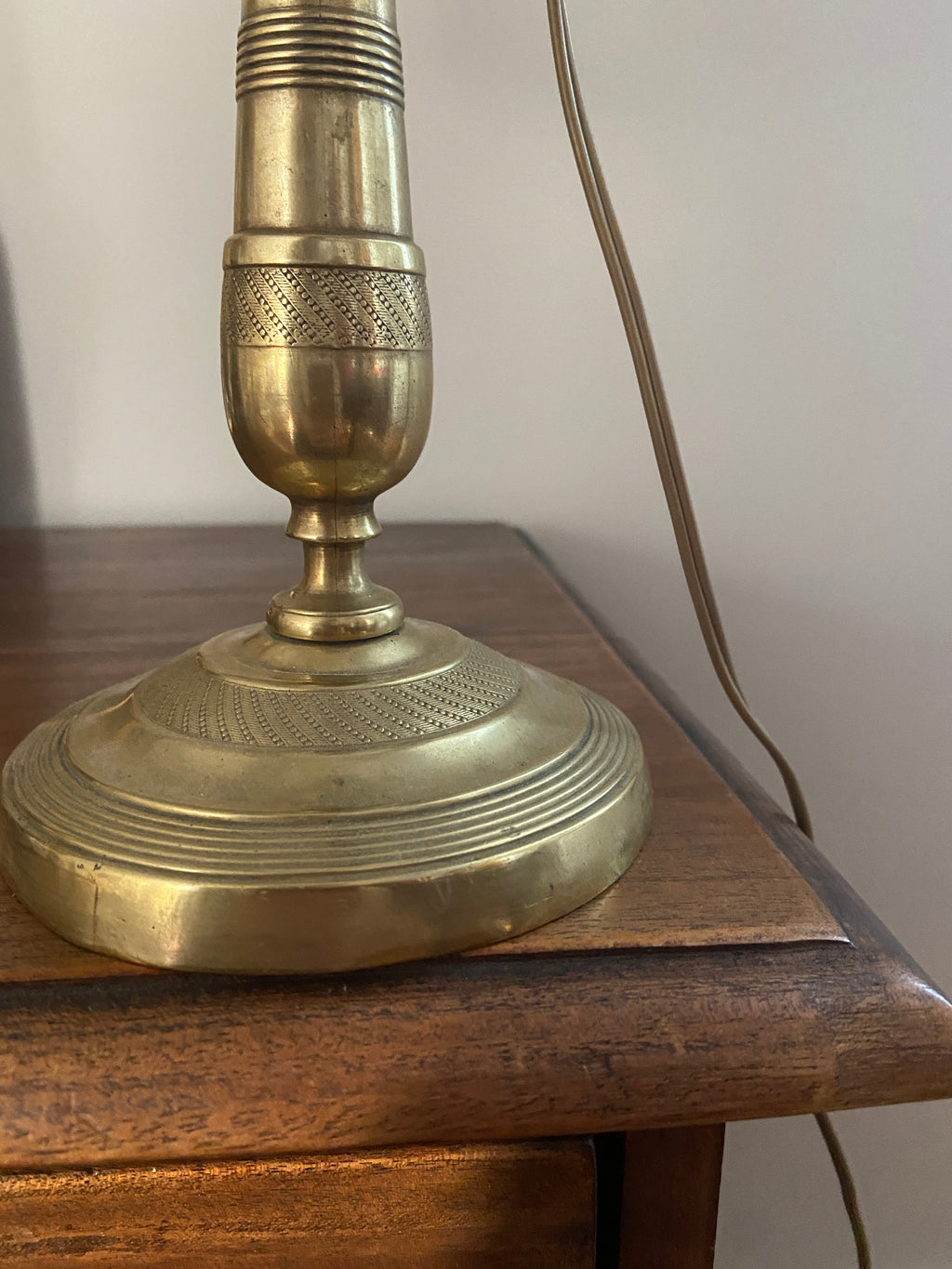 Lampe laiton et son Abat-jour fleuri