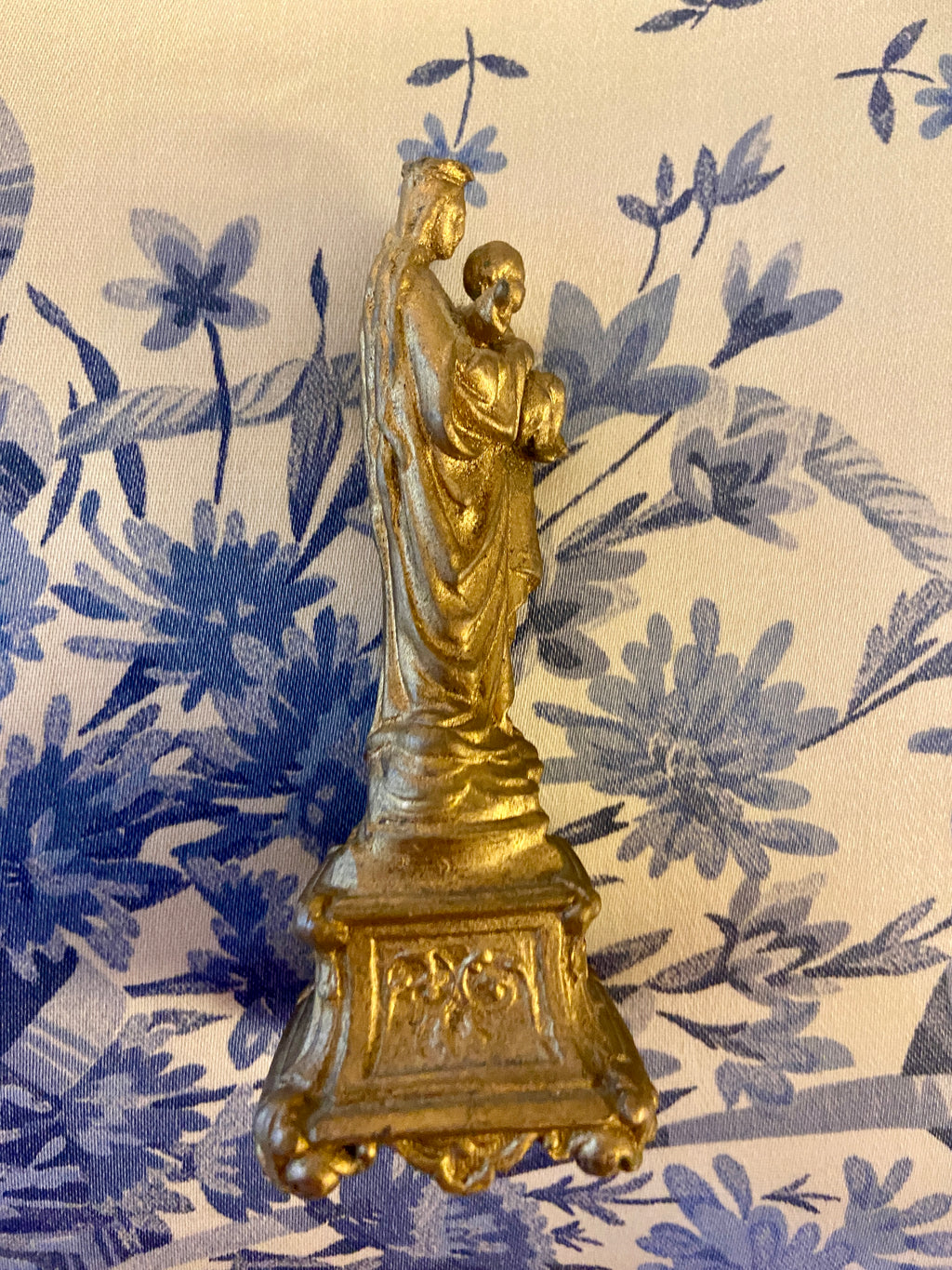 Statuette métal doré Vierge Marie à l’Enfant