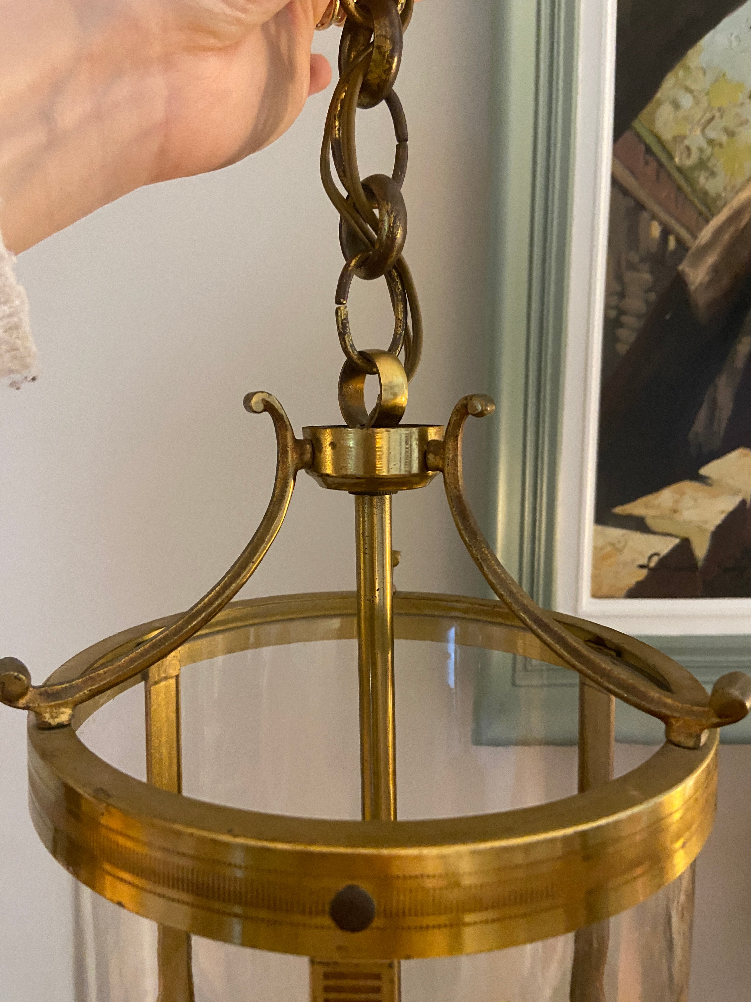 Suspension lanterne ancienne laiton massif