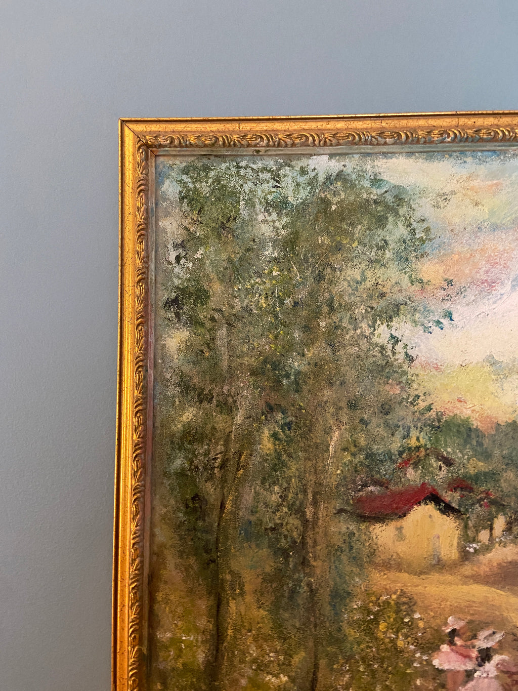 Huile sur bois cadre doré