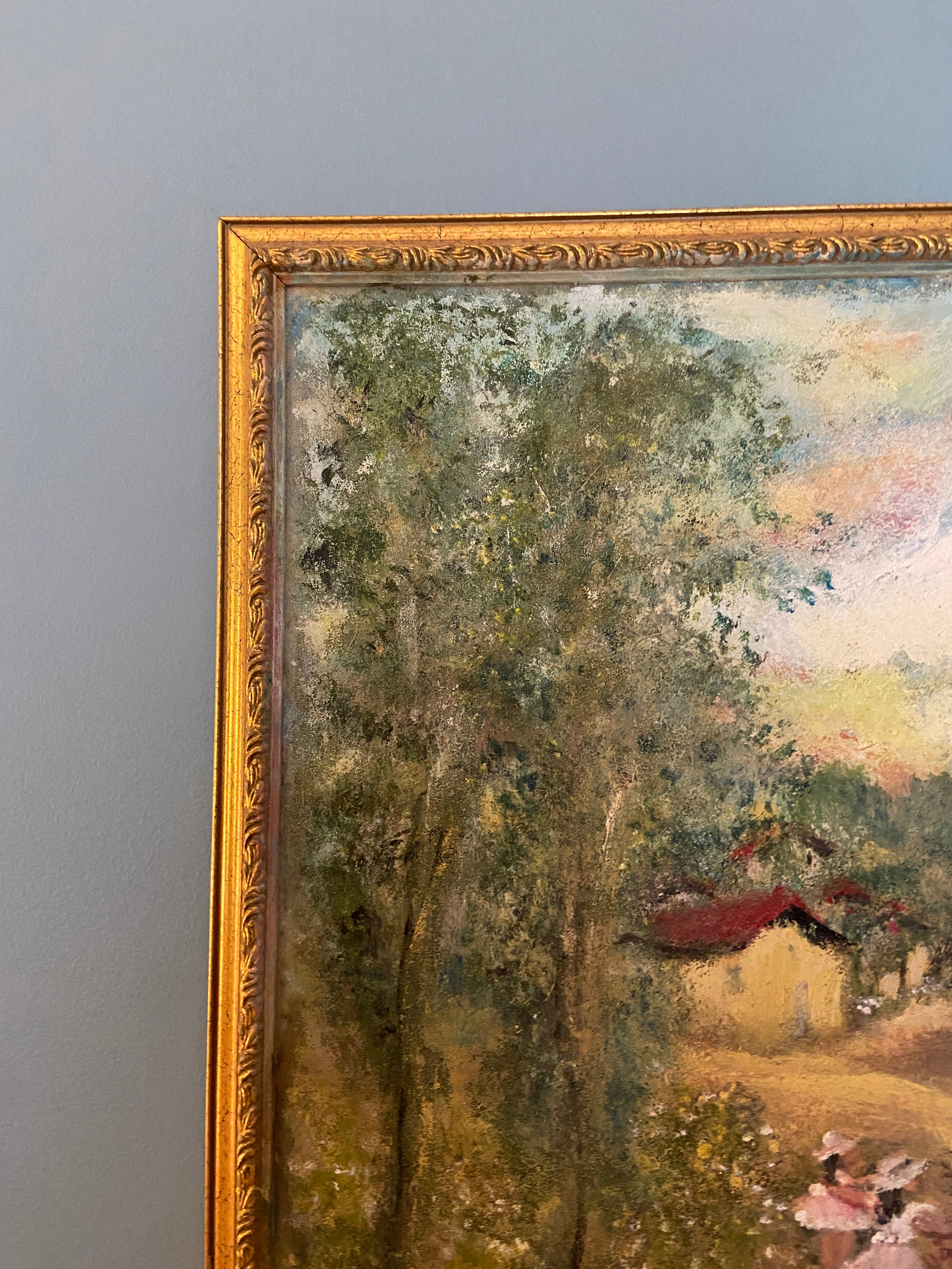 Huile sur bois cadre doré