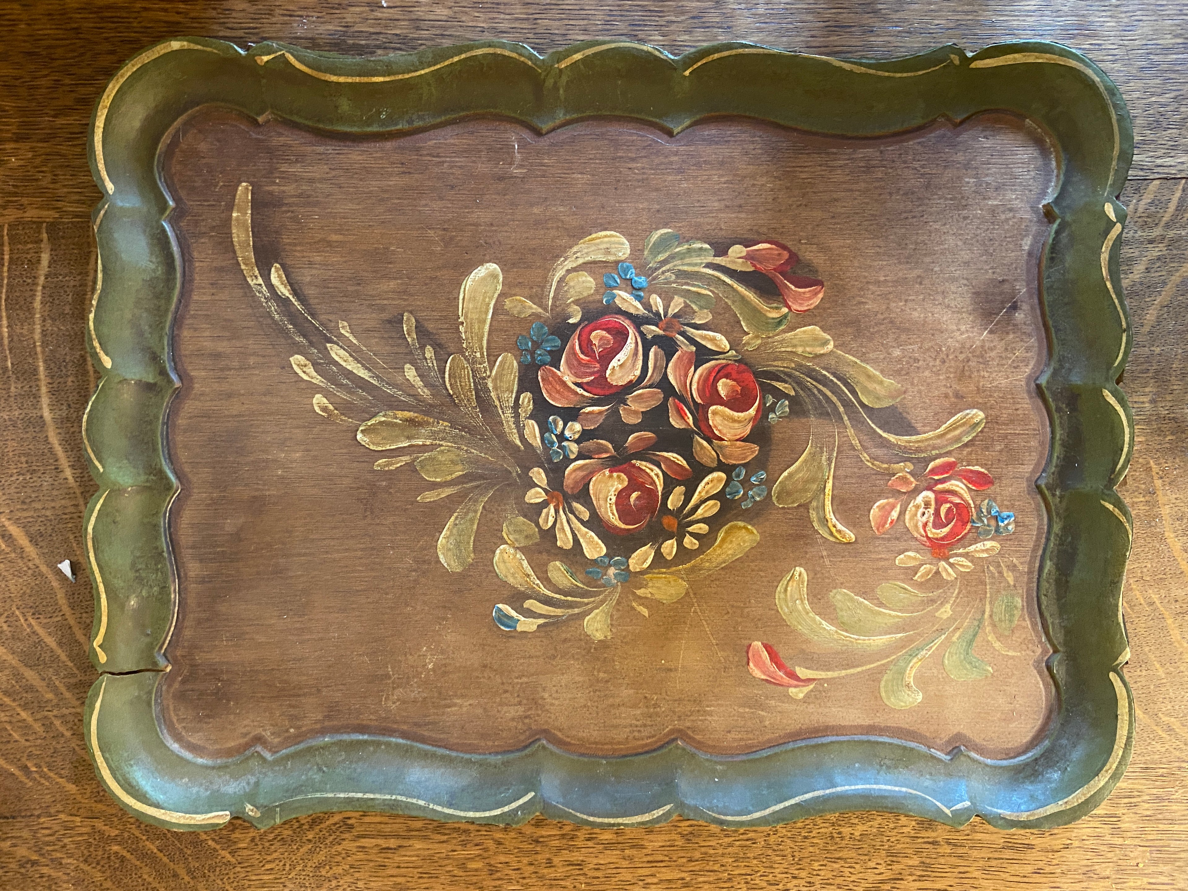 Plateau bois peint à la main