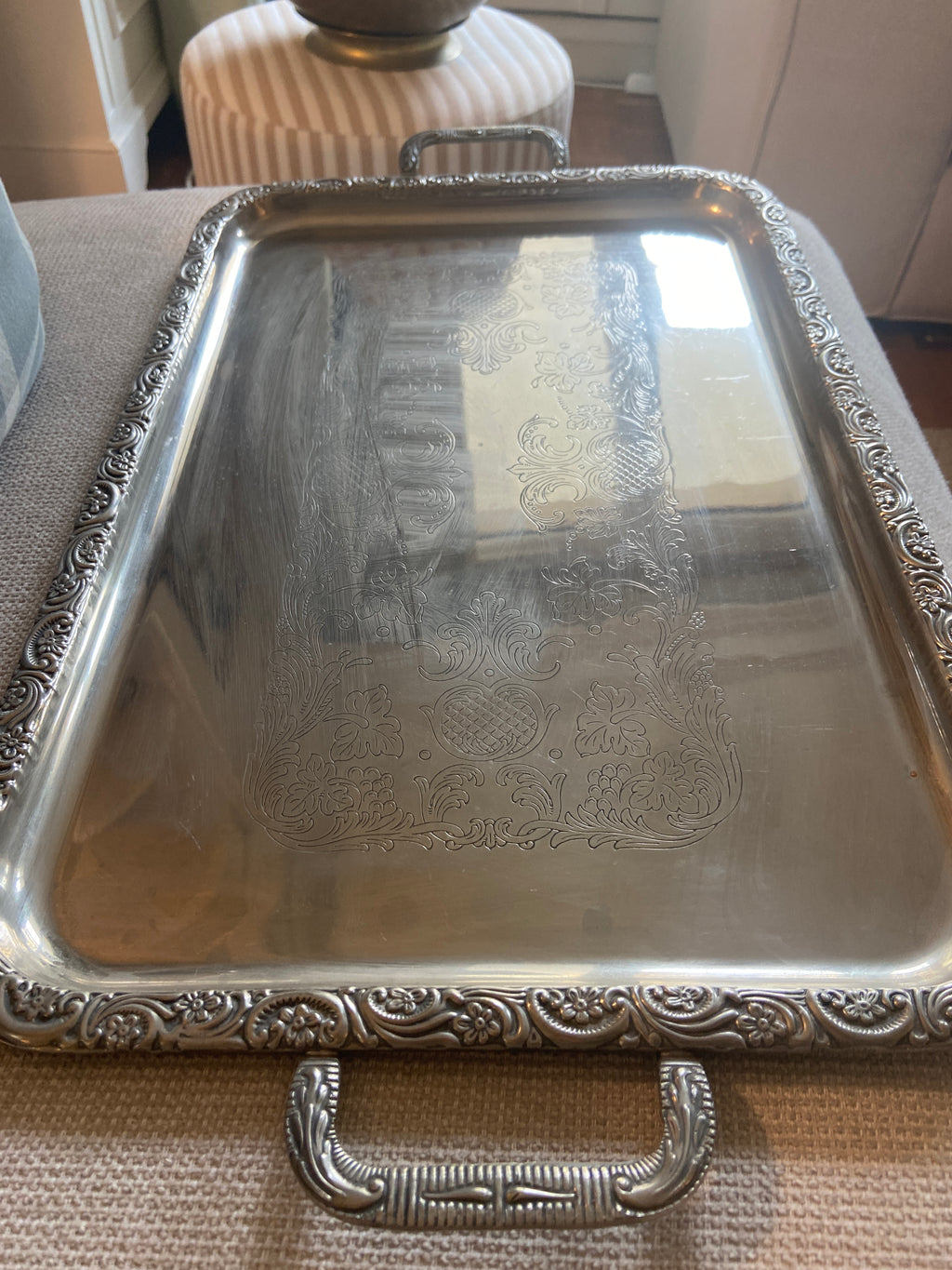 Grand plateau métal argenté