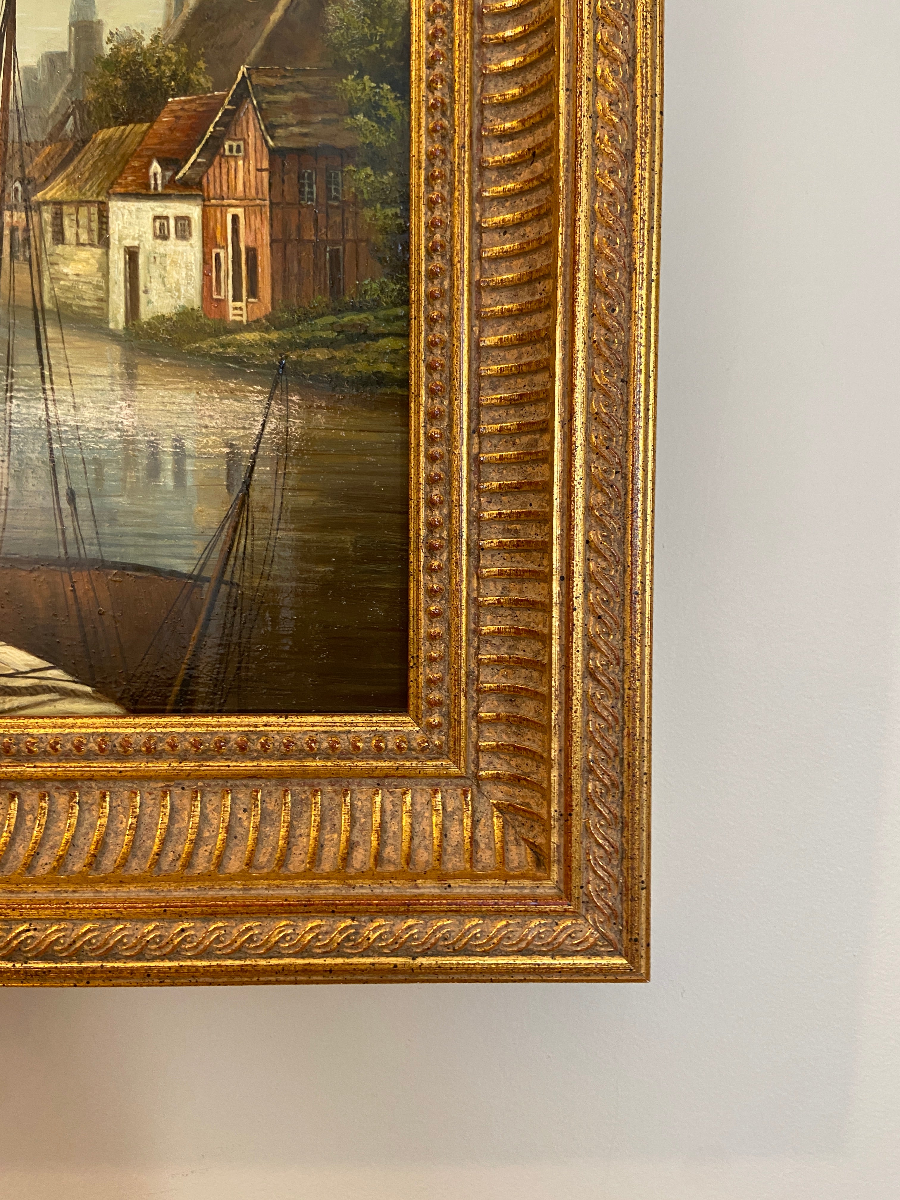 Huile sur panneau encadrée – École européenne