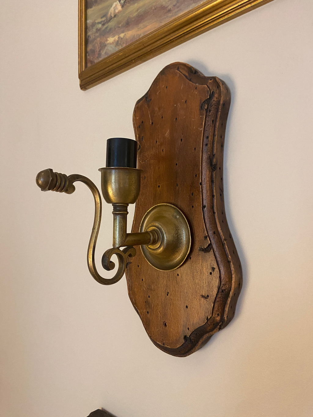 Applique murale laiton et bois