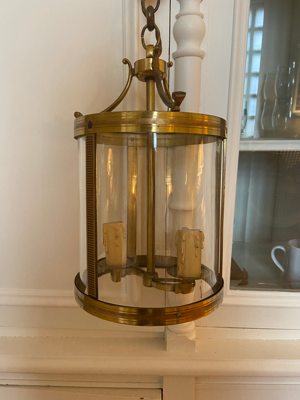 Suspension lanterne ancienne laiton massif