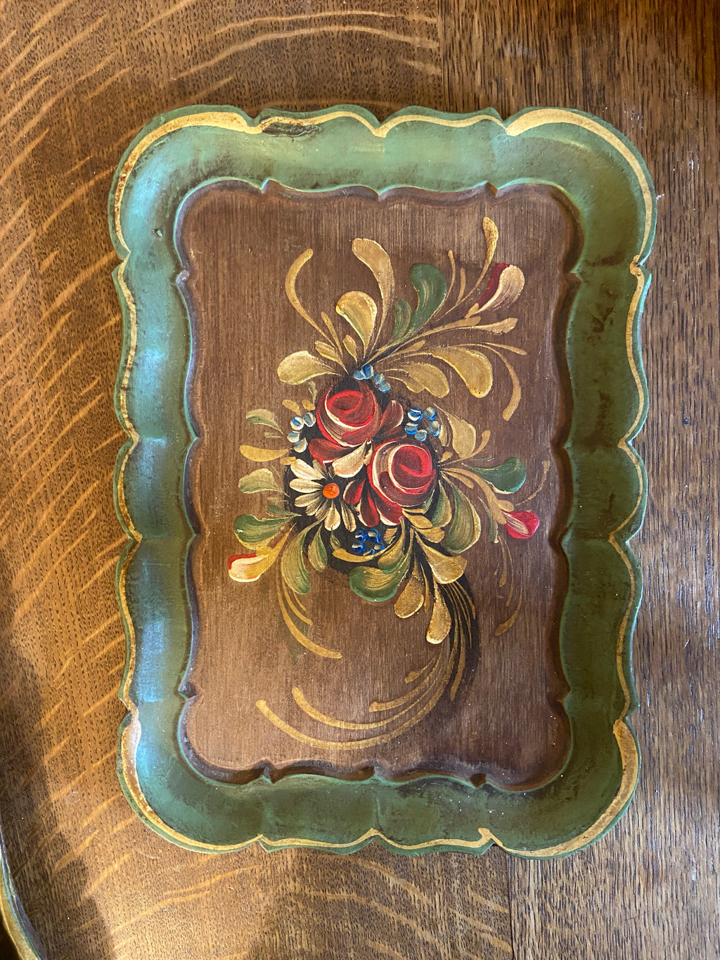 Petit plateau bois peint à la main