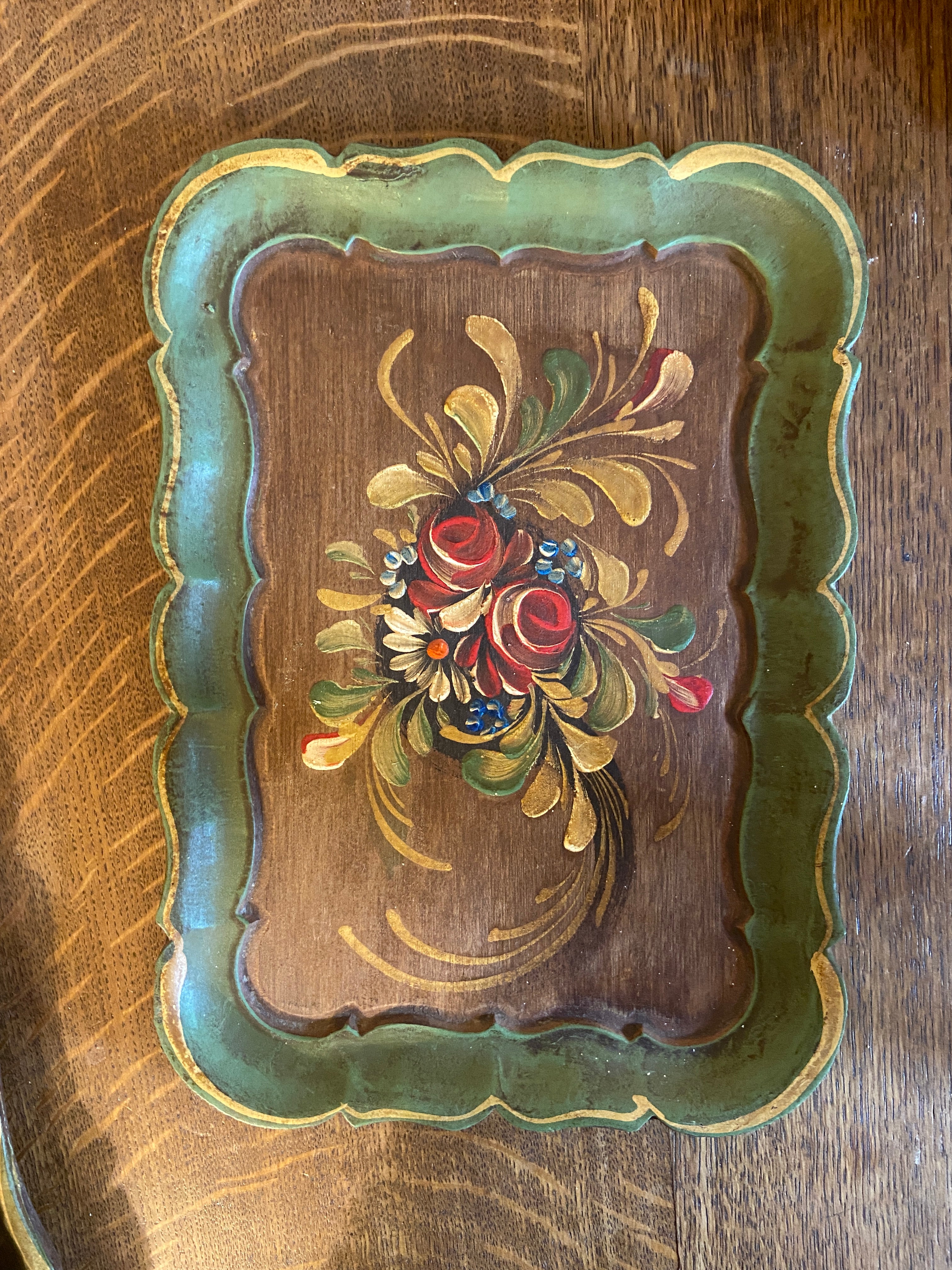 Petit plateau bois peint à la main