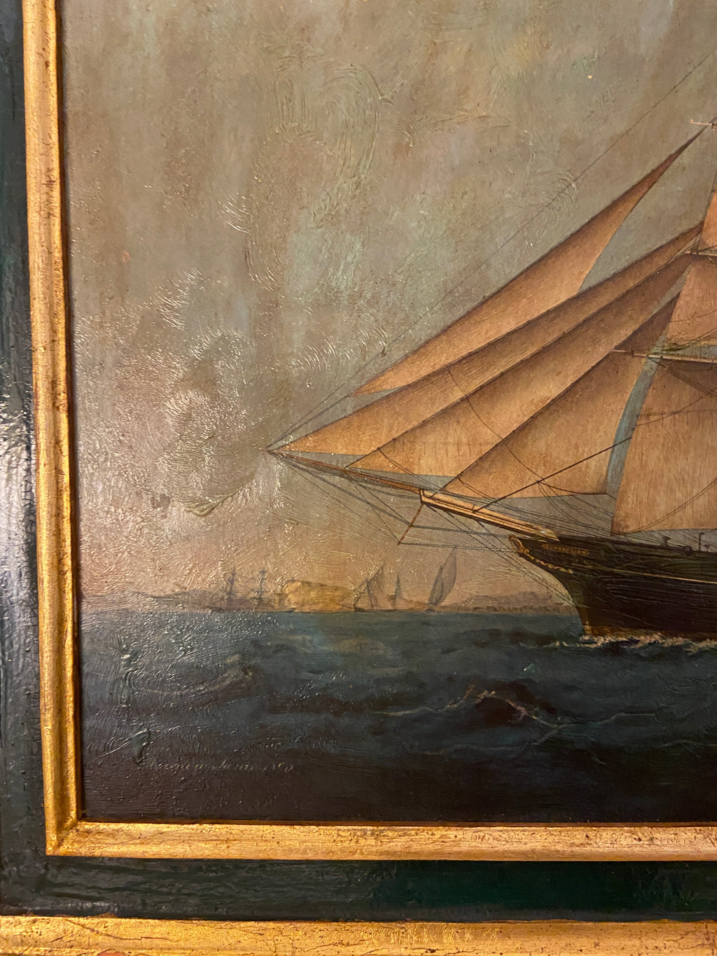 Huile sur panneau – Bateau à voile