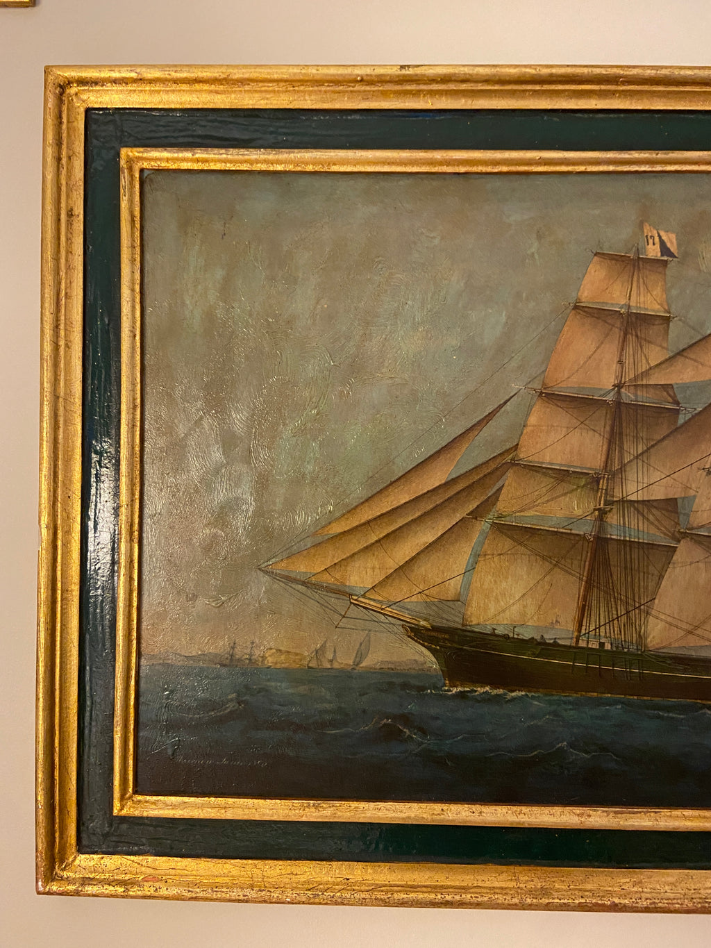 Huile sur panneau – Bateau à voile