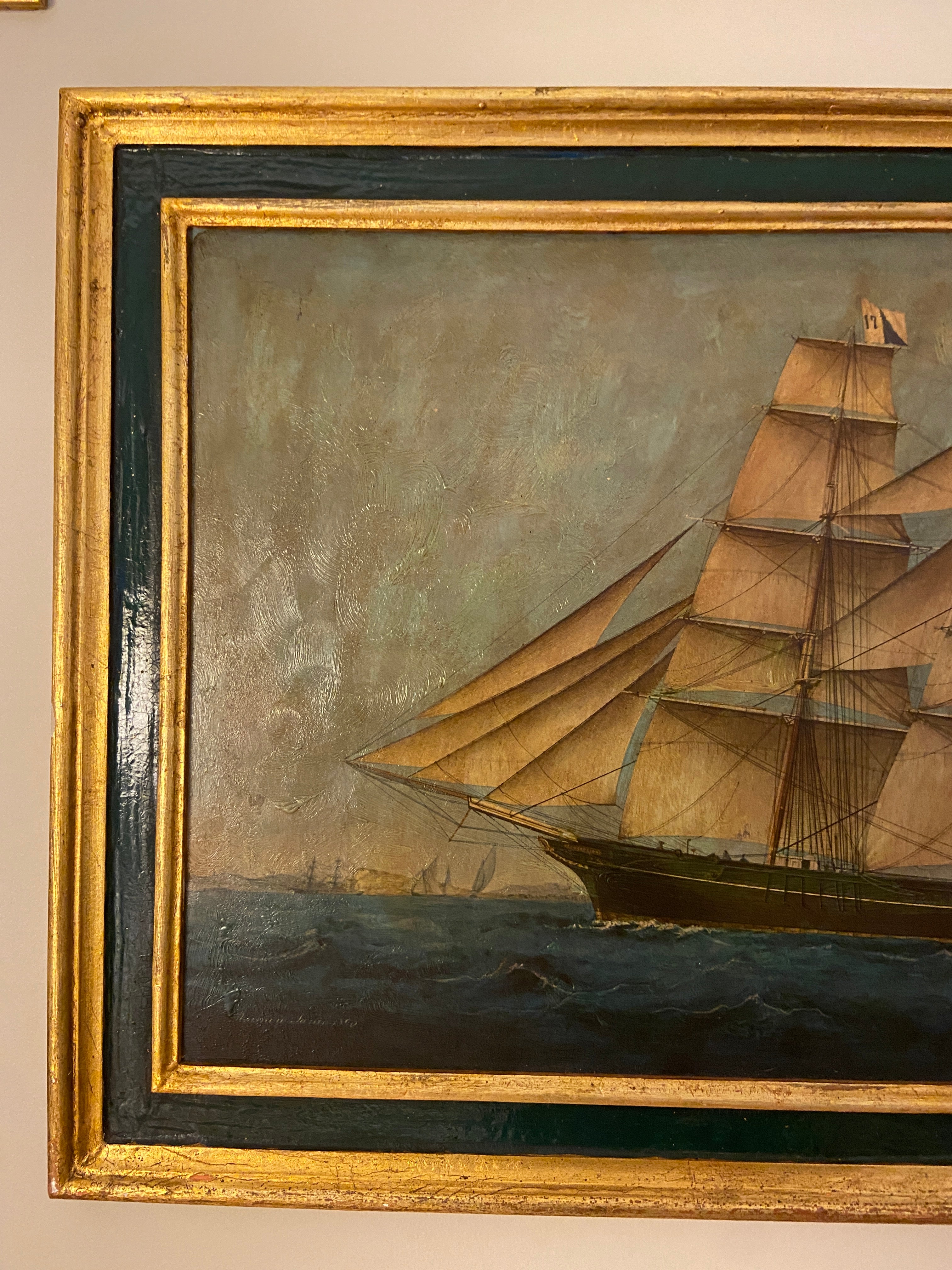 Huile sur panneau – Bateau à voile