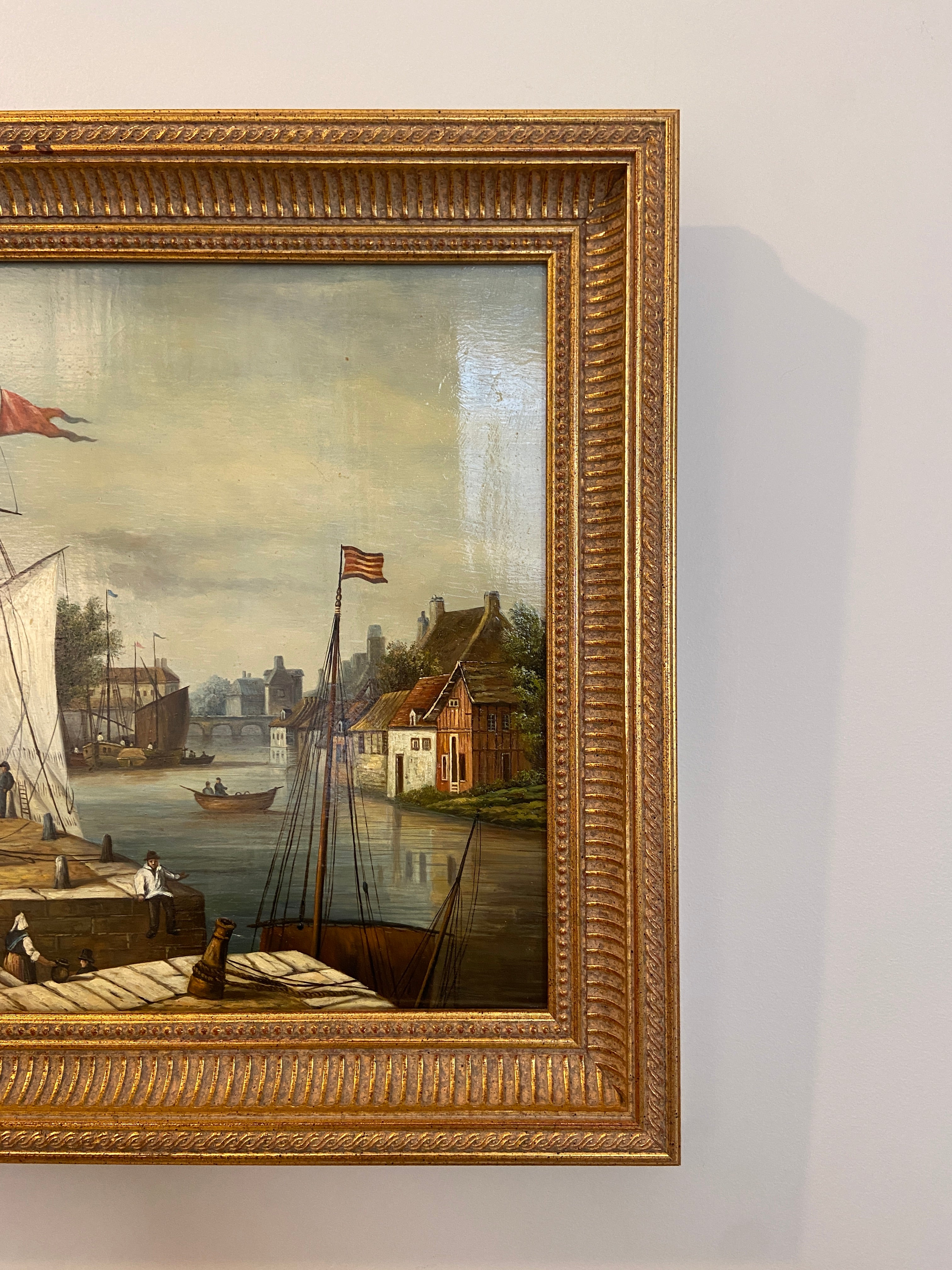 Huile sur panneau encadrée – École européenne