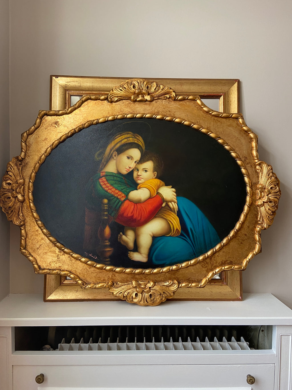Tableau Vierge à l'enfant, Tempera sur toile