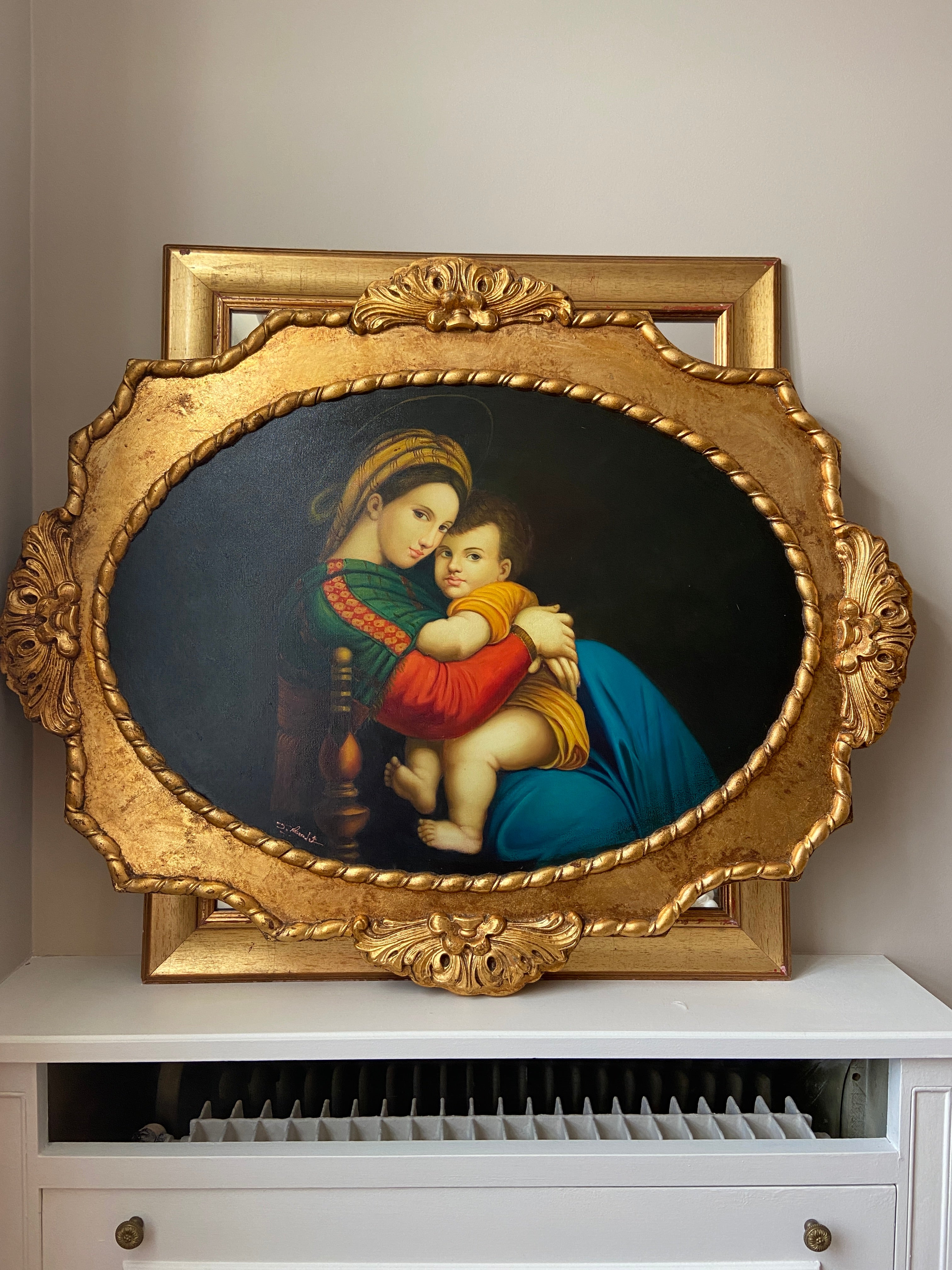 Tableau Vierge à l'enfant, Tempera sur toile
