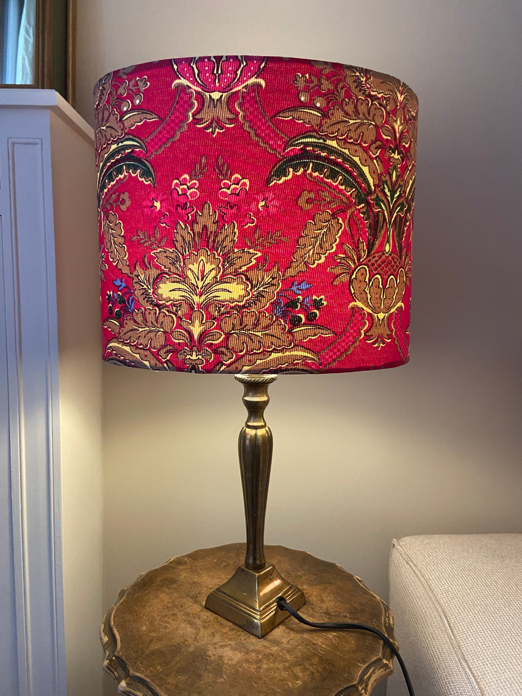 Lampe laiton abat-jour floral