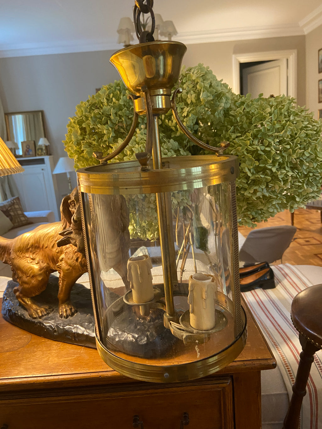 Suspension lanterne ancienne laiton massif