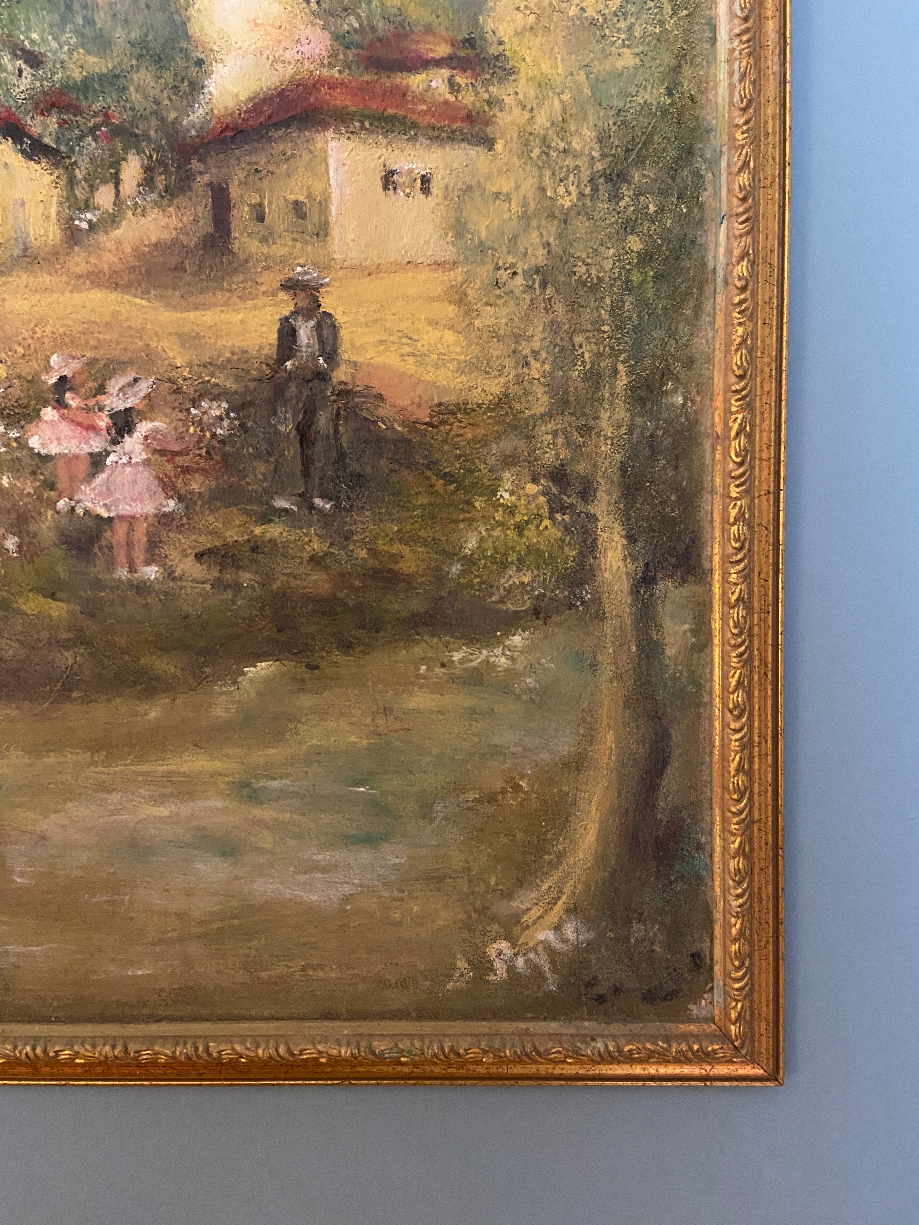 Huile sur bois cadre doré