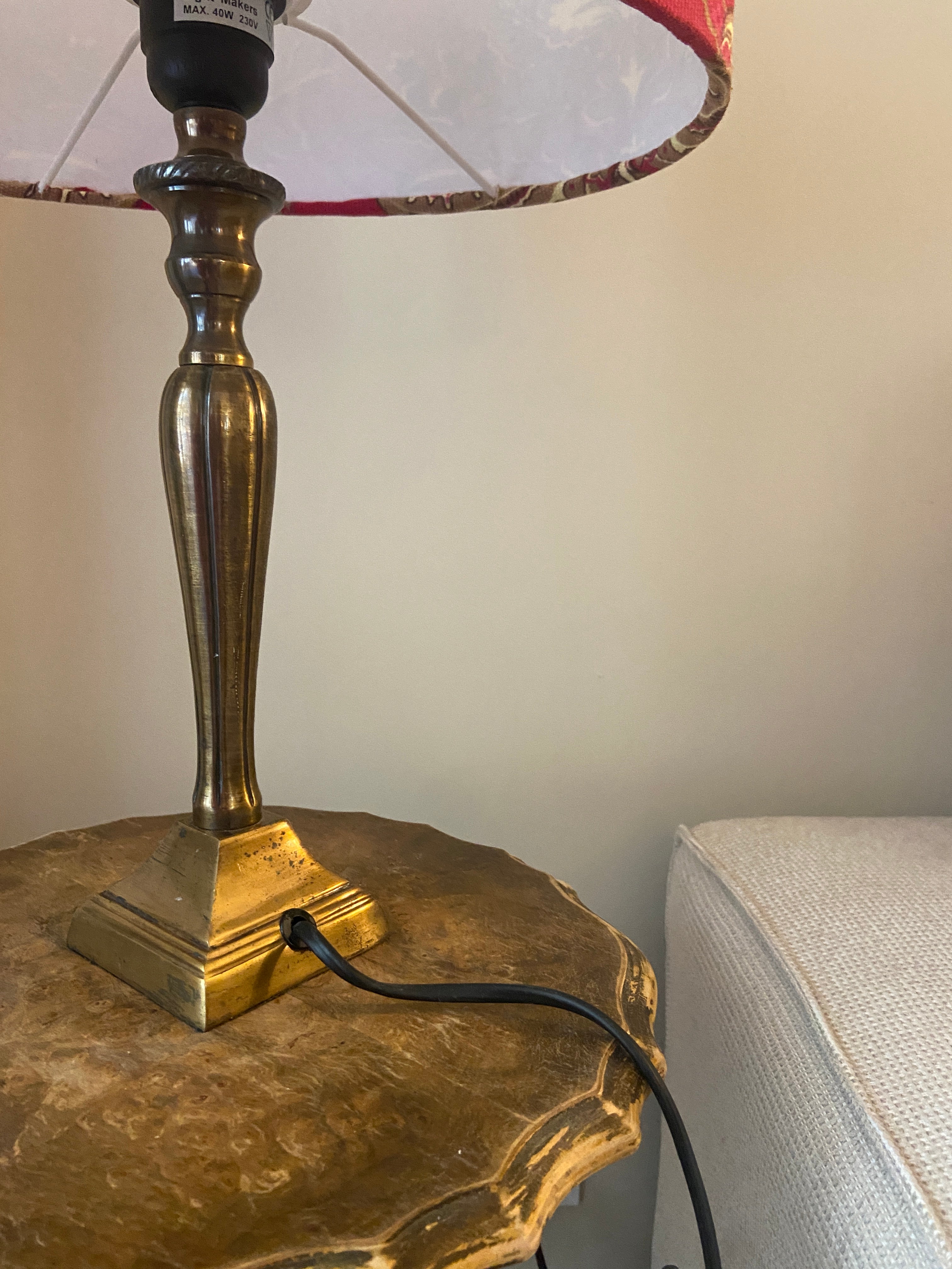 Lampe laiton abat-jour floral