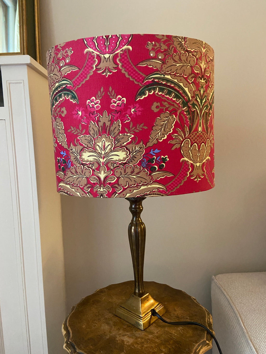 Lampe laiton abat-jour floral