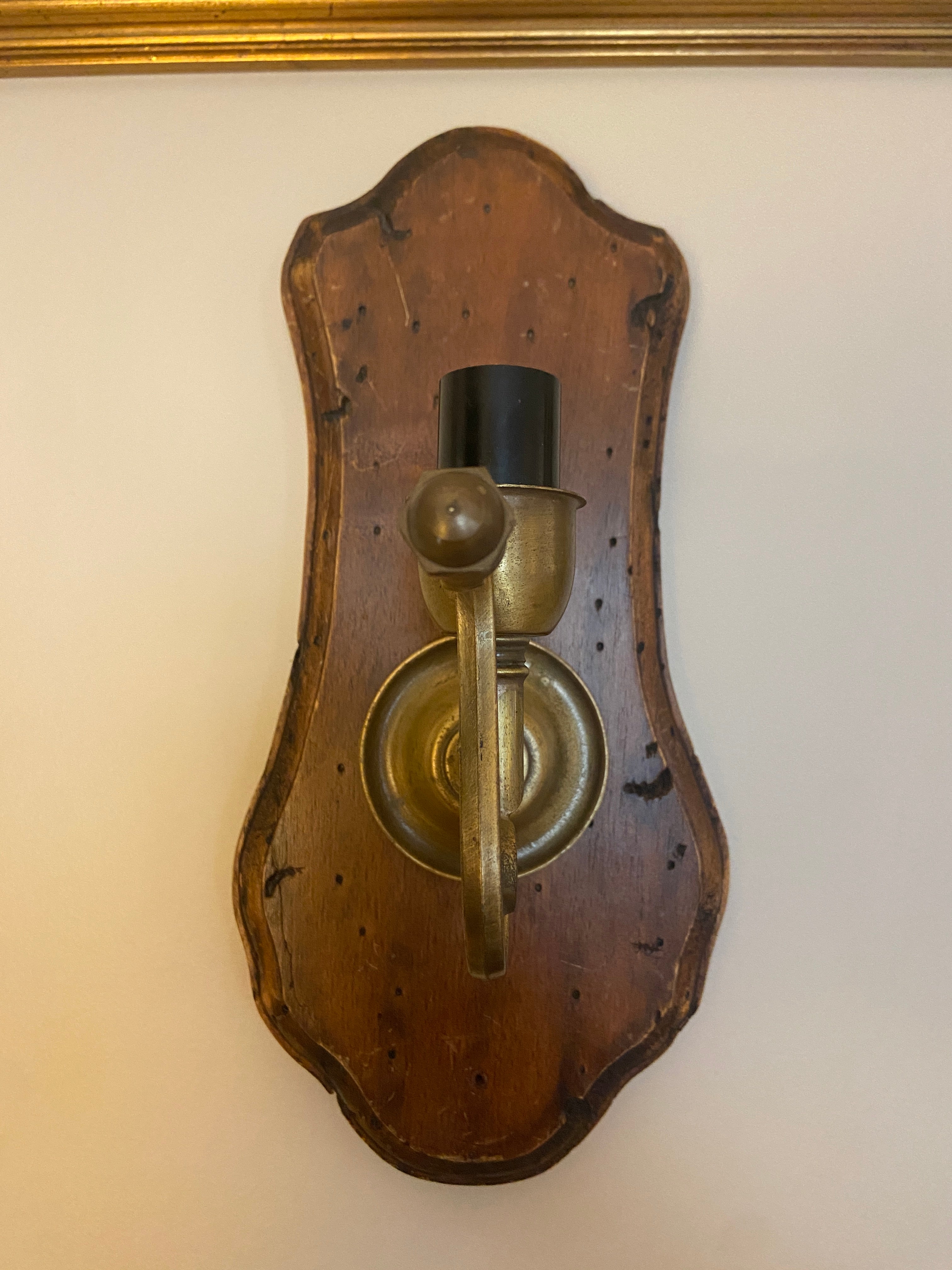 Applique murale laiton et bois