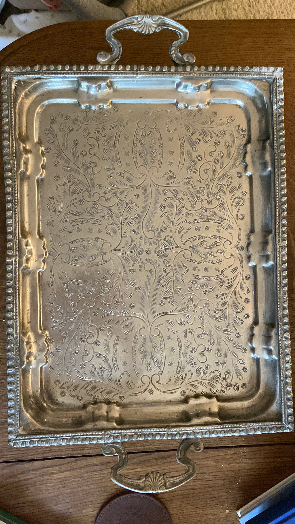 Plateau Louis XV métal argenté