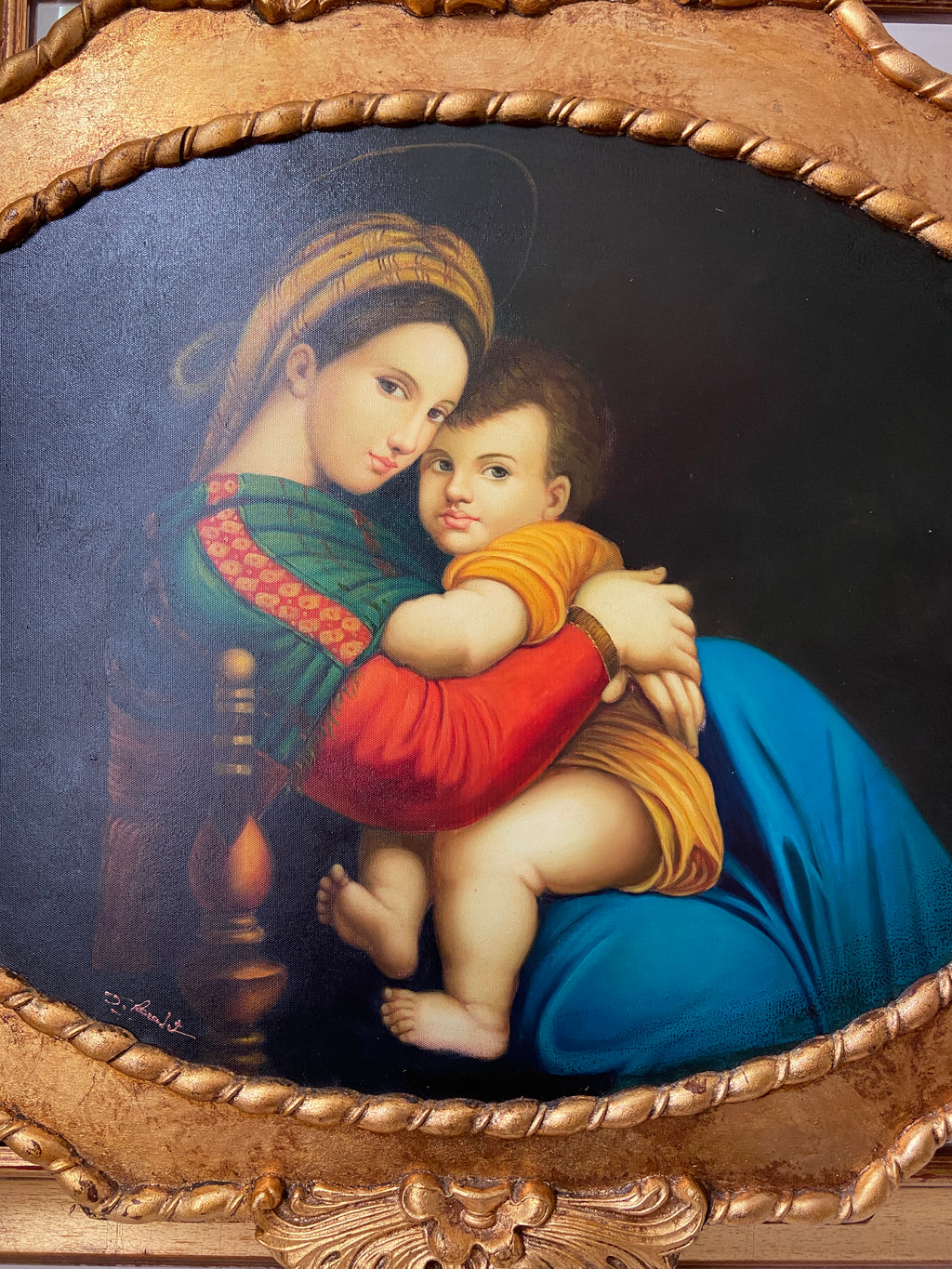 Tableau Vierge à l'enfant, Tempera sur toile