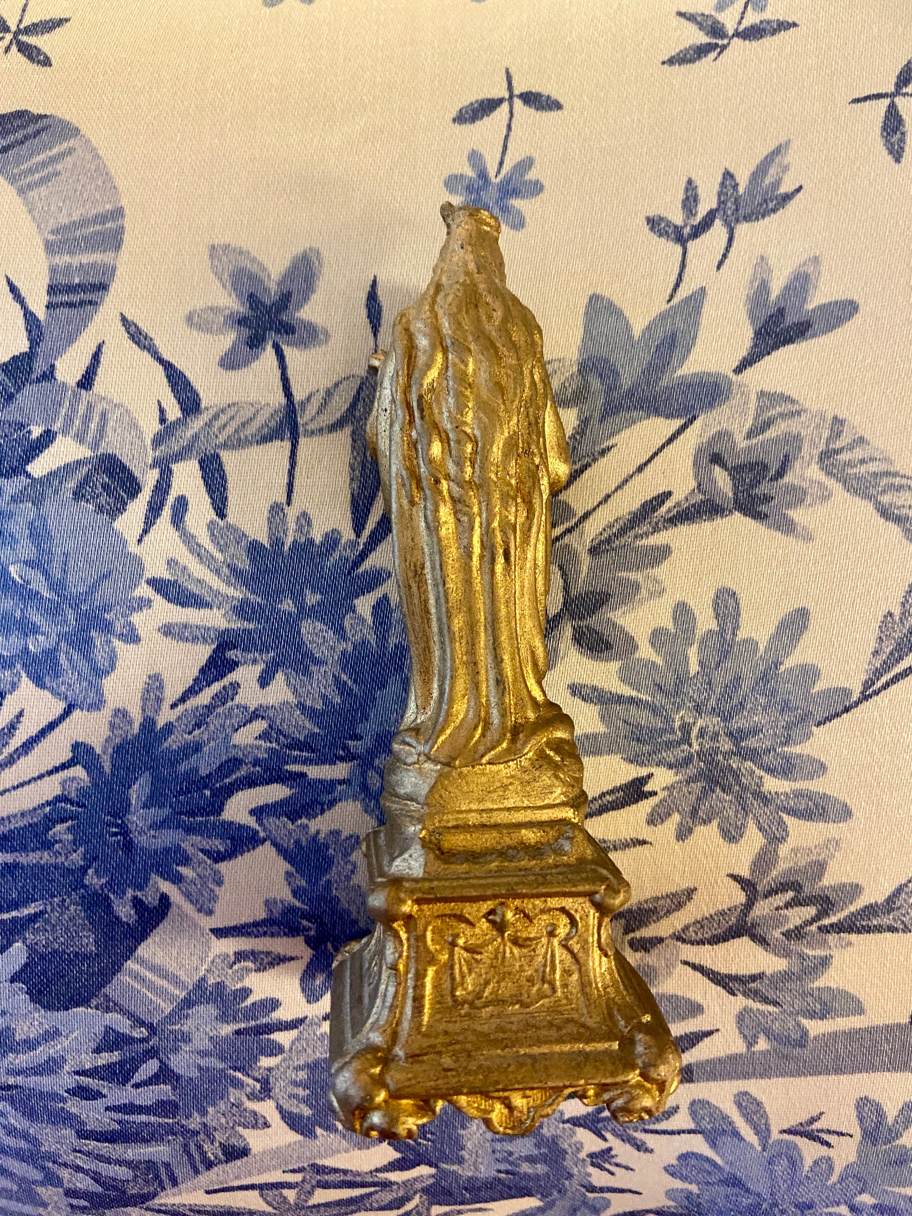 Statuette métal doré Vierge Marie à l’Enfant