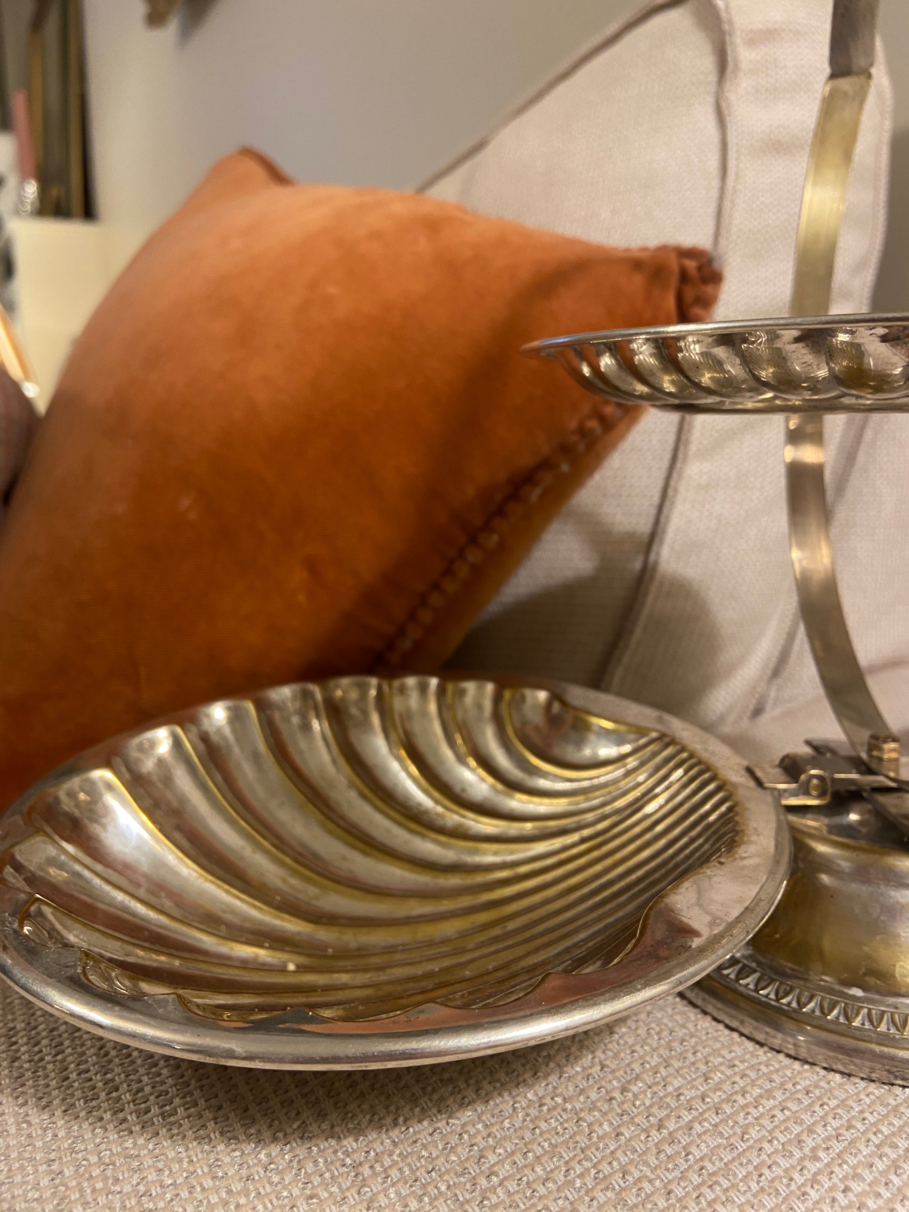 Plat de présentation vintage à coquilles – Pièce pliante unique