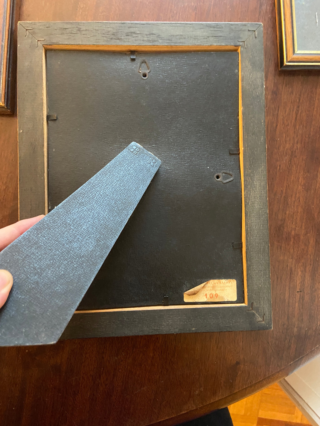 Cadre photo ancien bois détails dorés