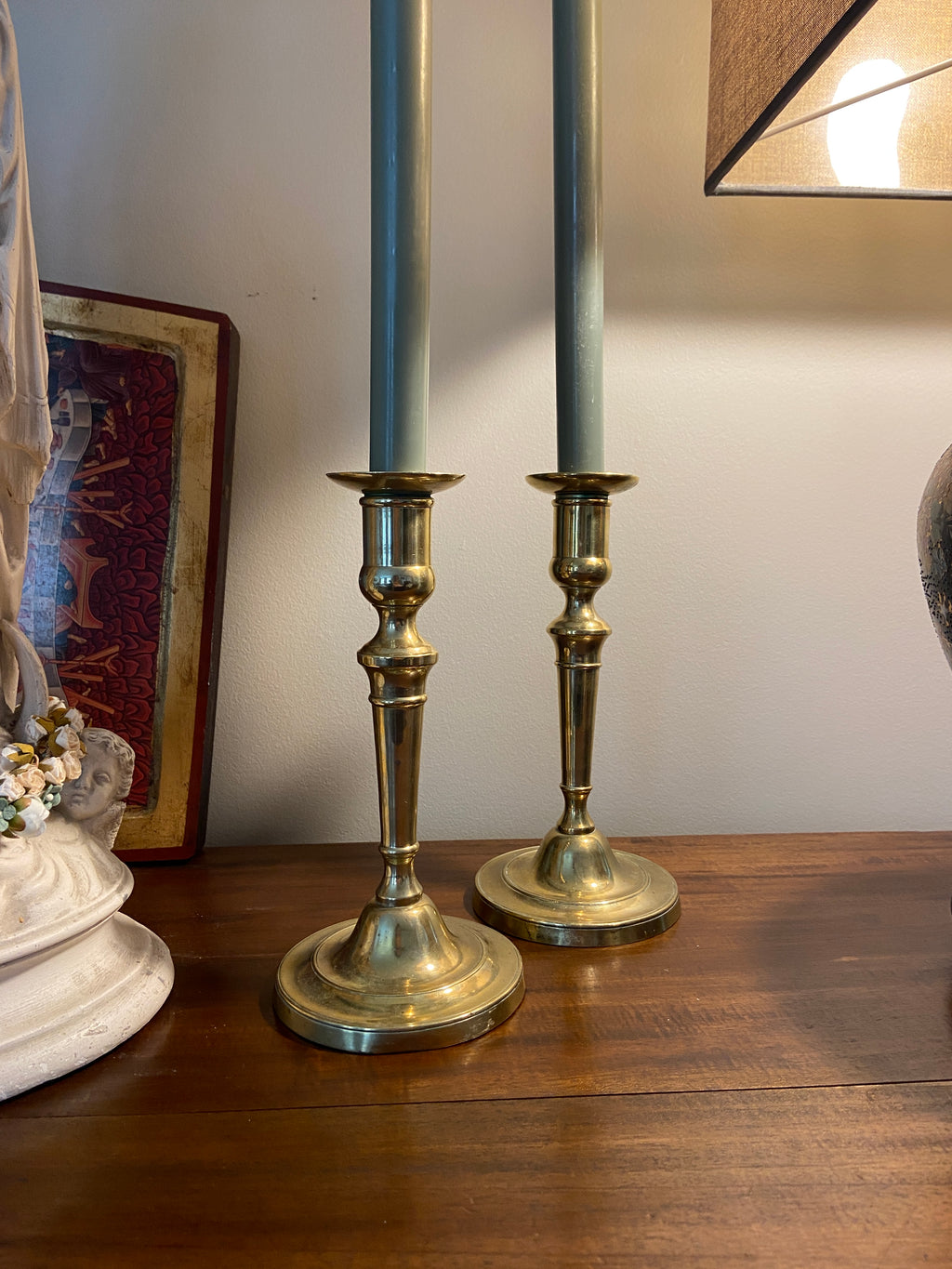 Paire de bougeoirs laiton