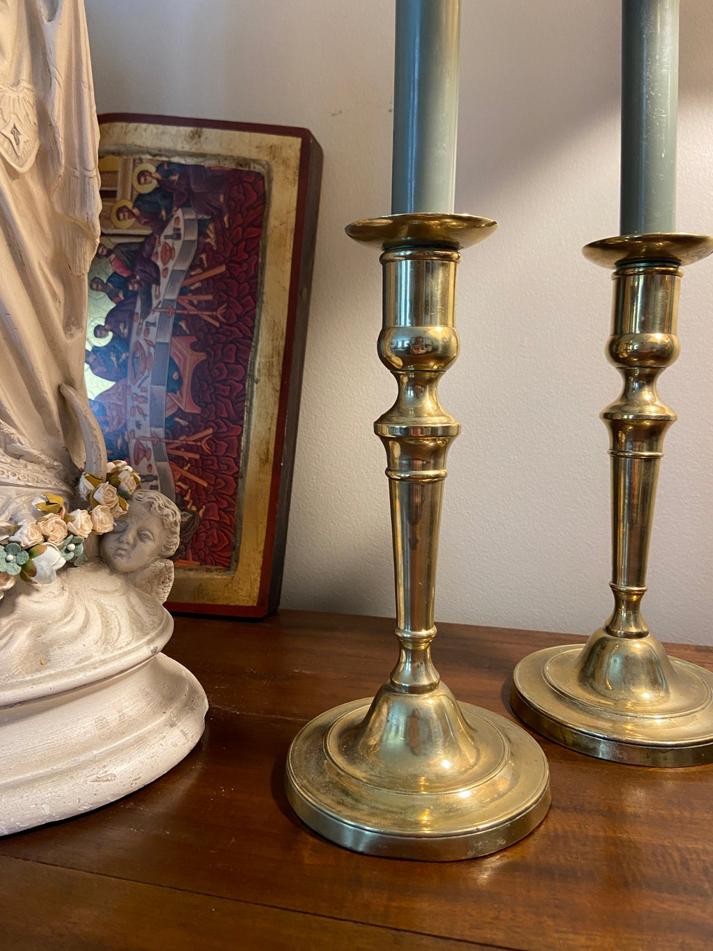 Paire de bougeoirs laiton