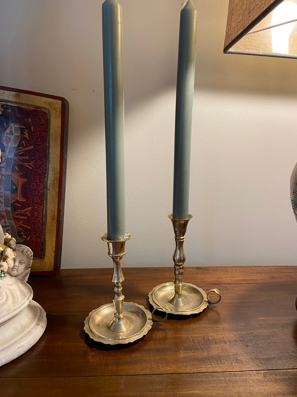 Paire de bougeoirs laiton