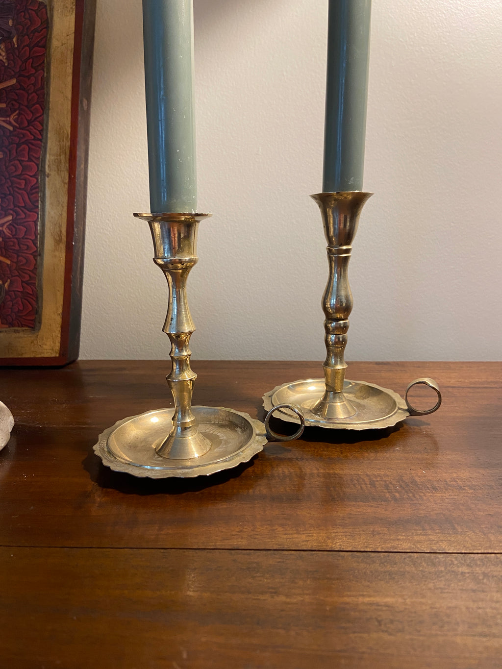 Paire de bougeoirs laiton