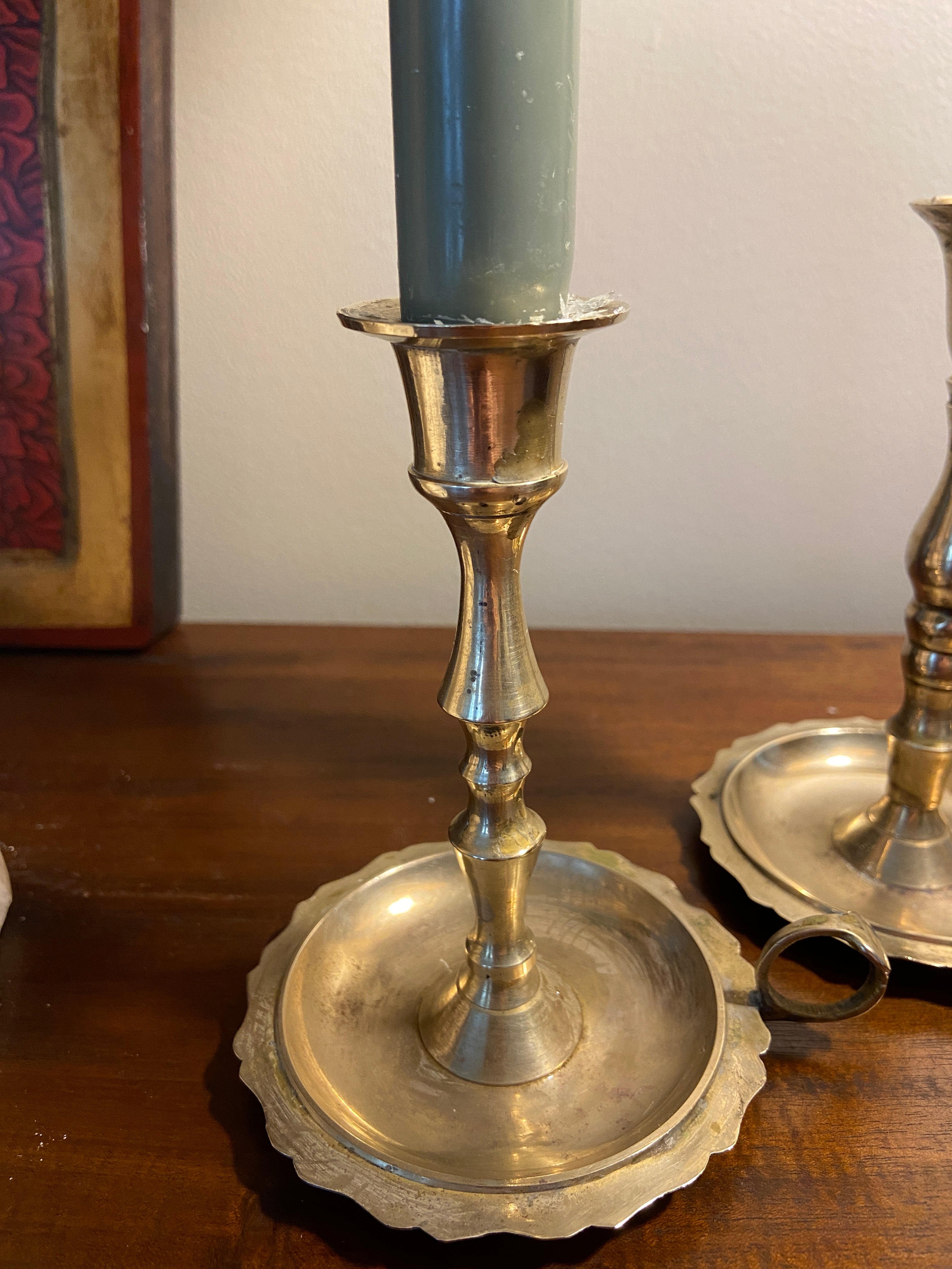 Paire de bougeoirs laiton